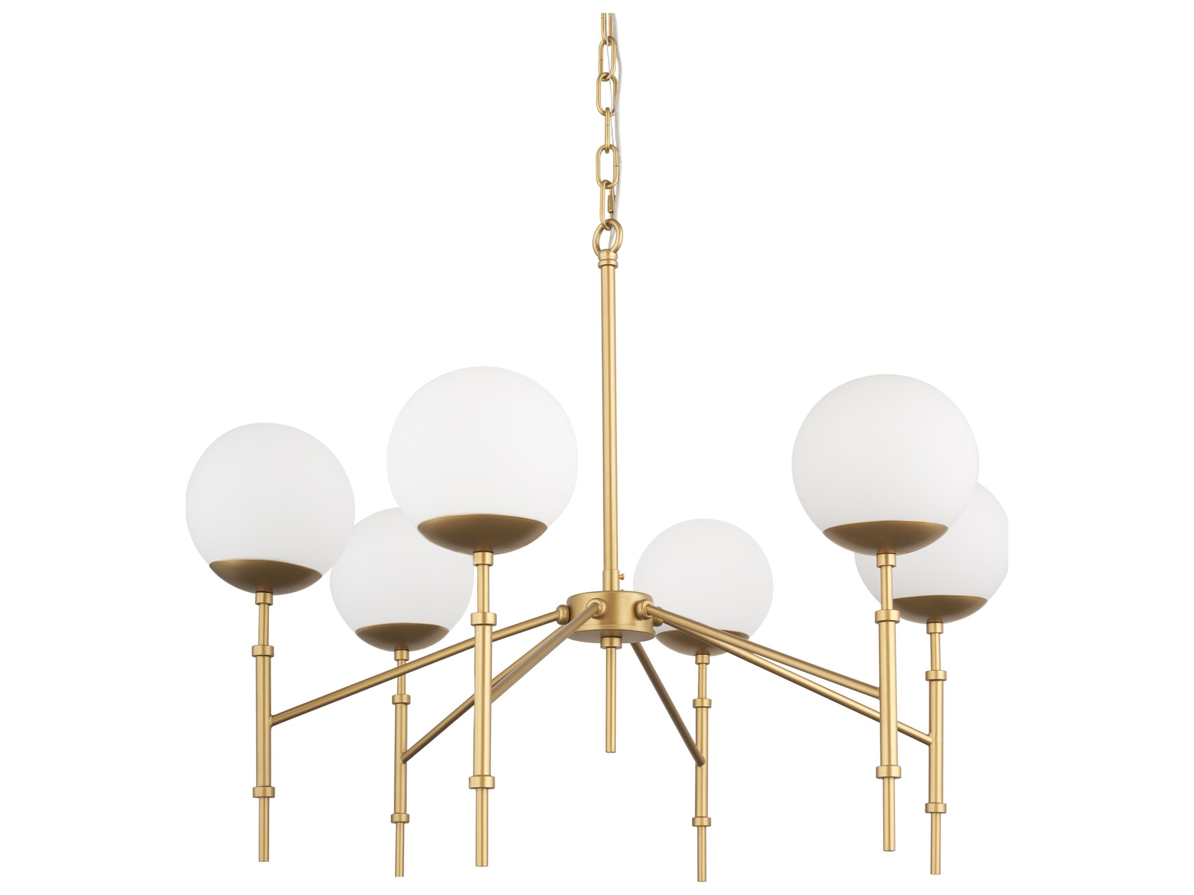 Edie Brushed Gold Metal w/ Frosted Glass Globes 6-Light Chandelier
