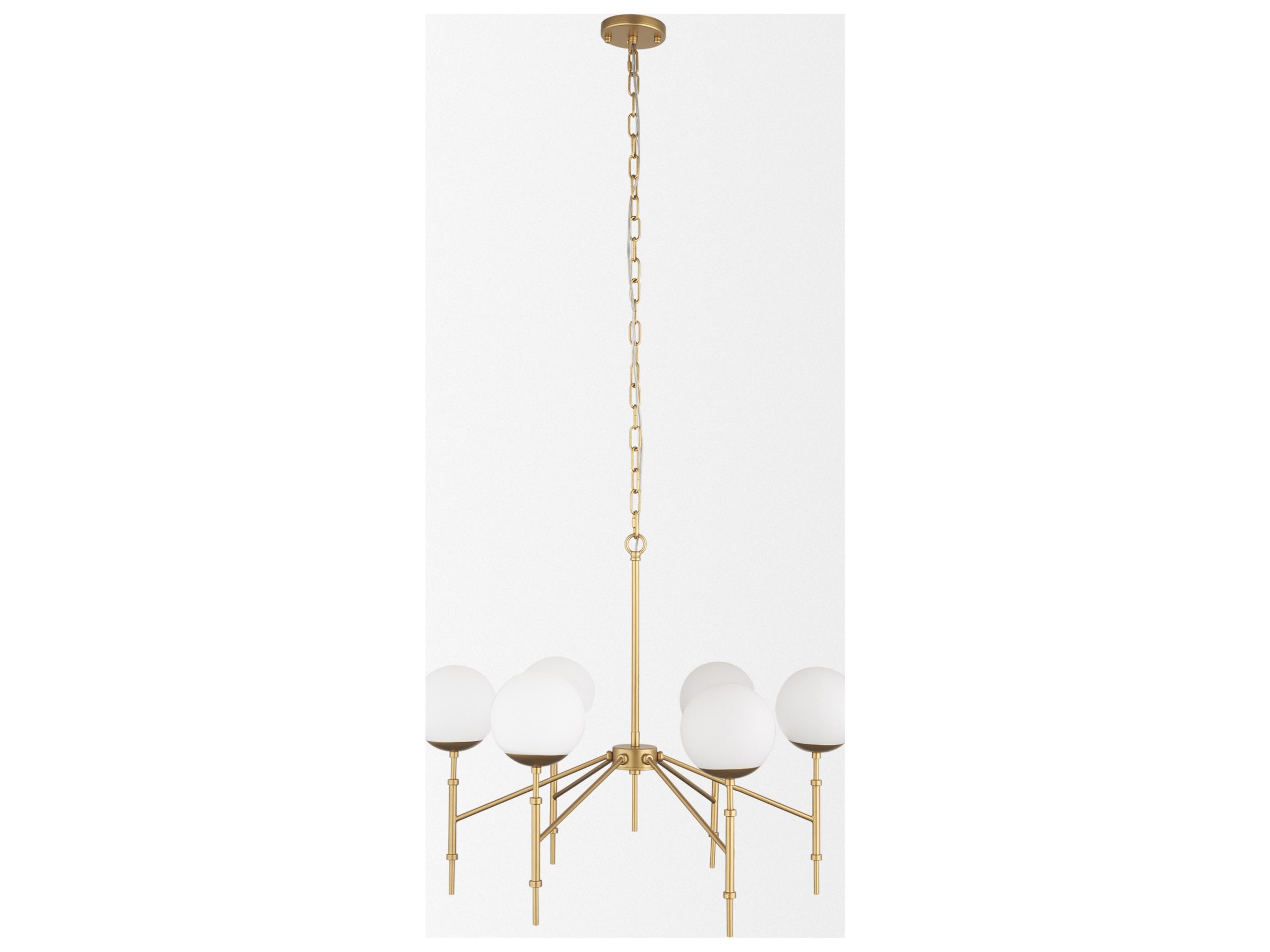 Mercana Edie Brushed Gold Metal w/ Frosted Glass Globes 6-Light Chandelier