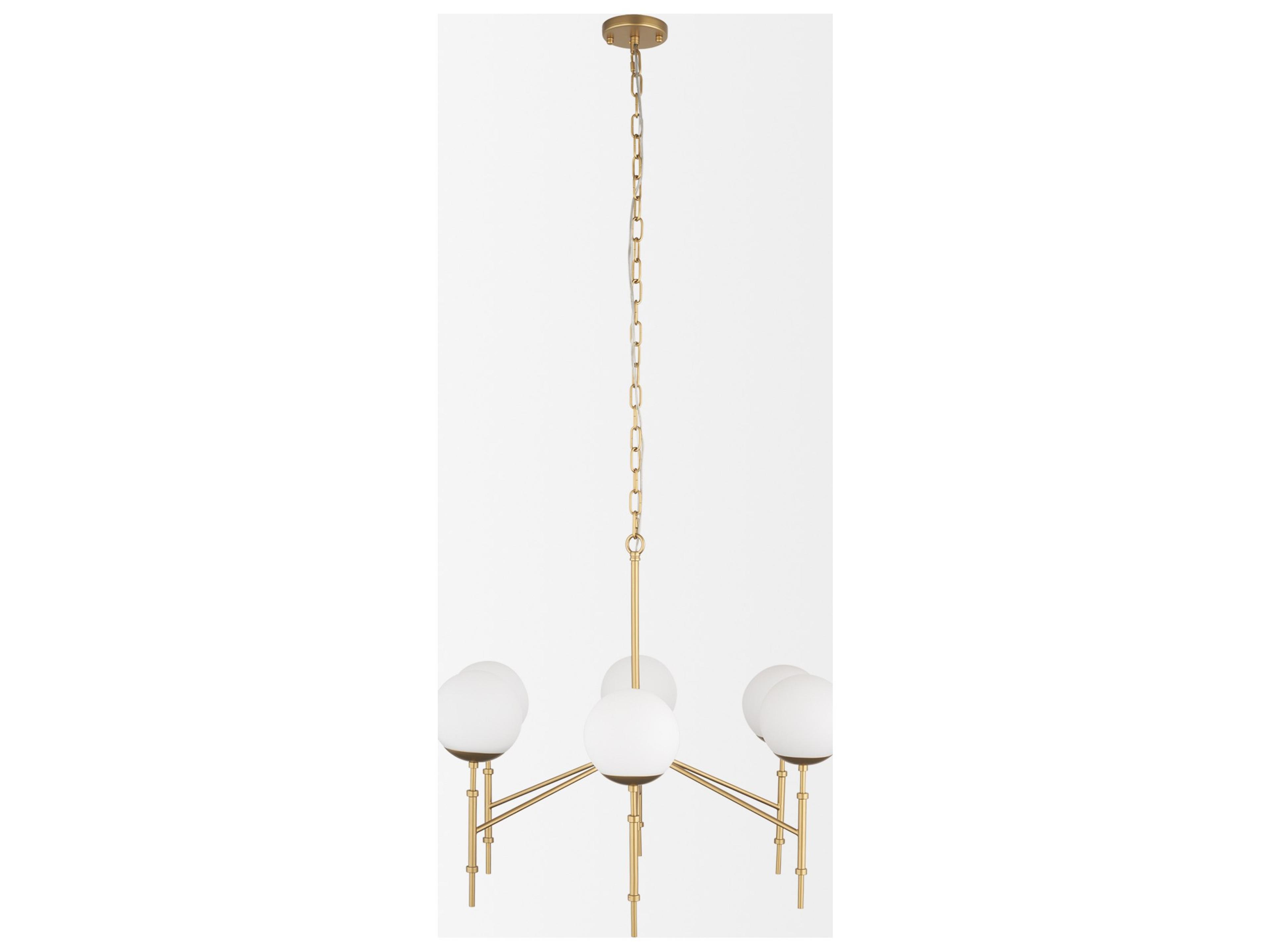 Mercana Edie Brushed Gold Metal w/ Frosted Glass Globes 6-Light Chandelier