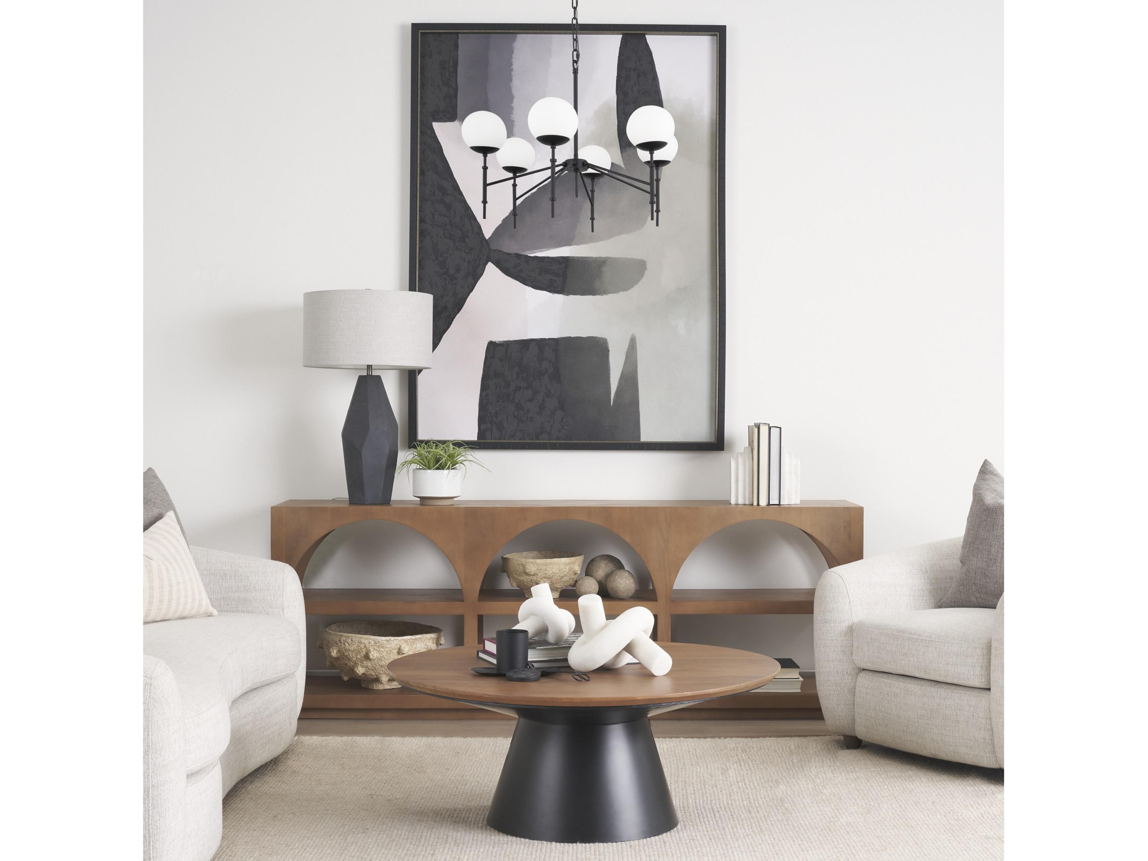 Mercana Edie Matte Black Metal w/ Frosted Glass Globes 6-Light Chandelier