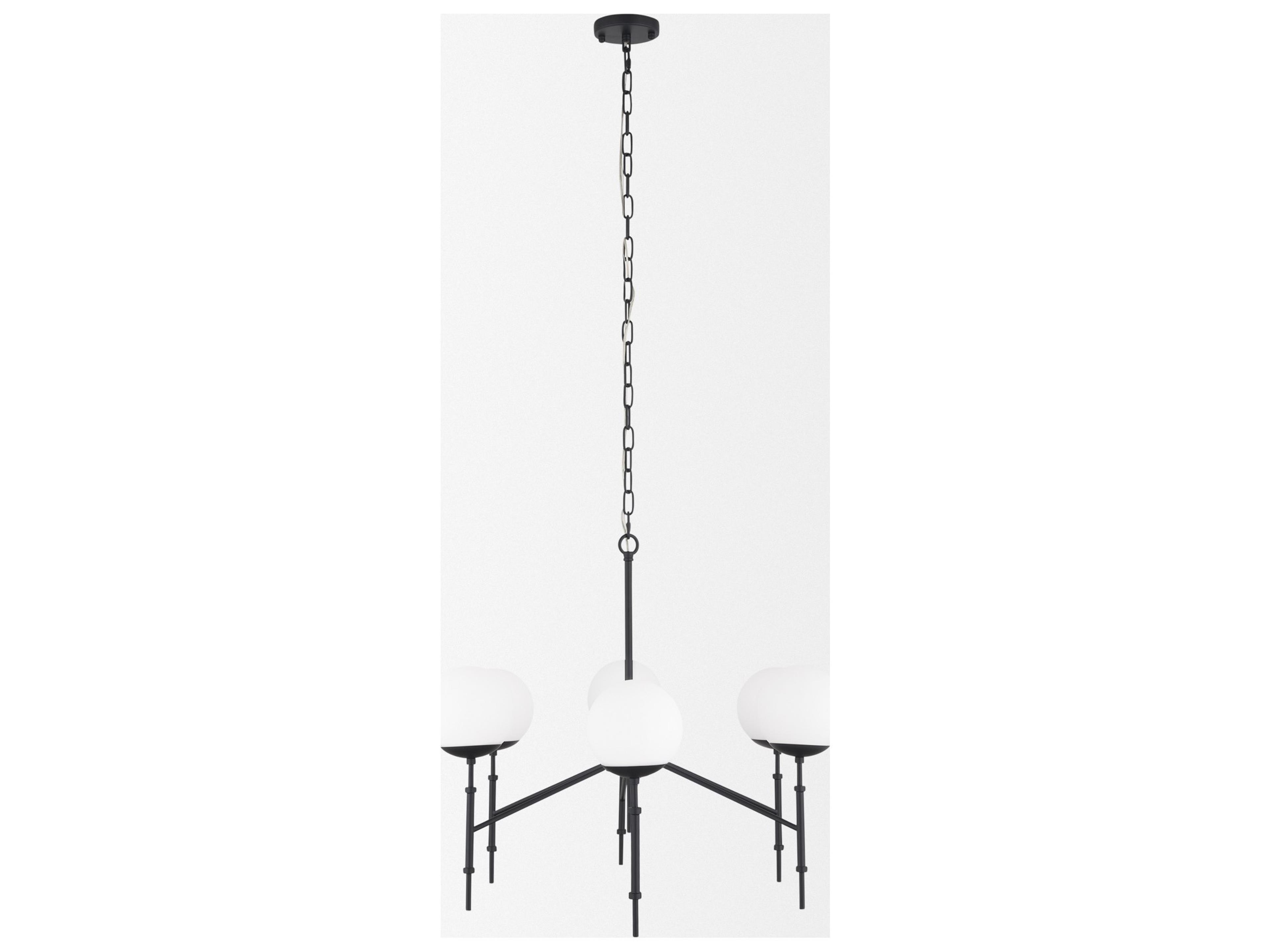 Mercana Edie Matte Black Metal w/ Frosted Glass Globes 6-Light Chandelier
