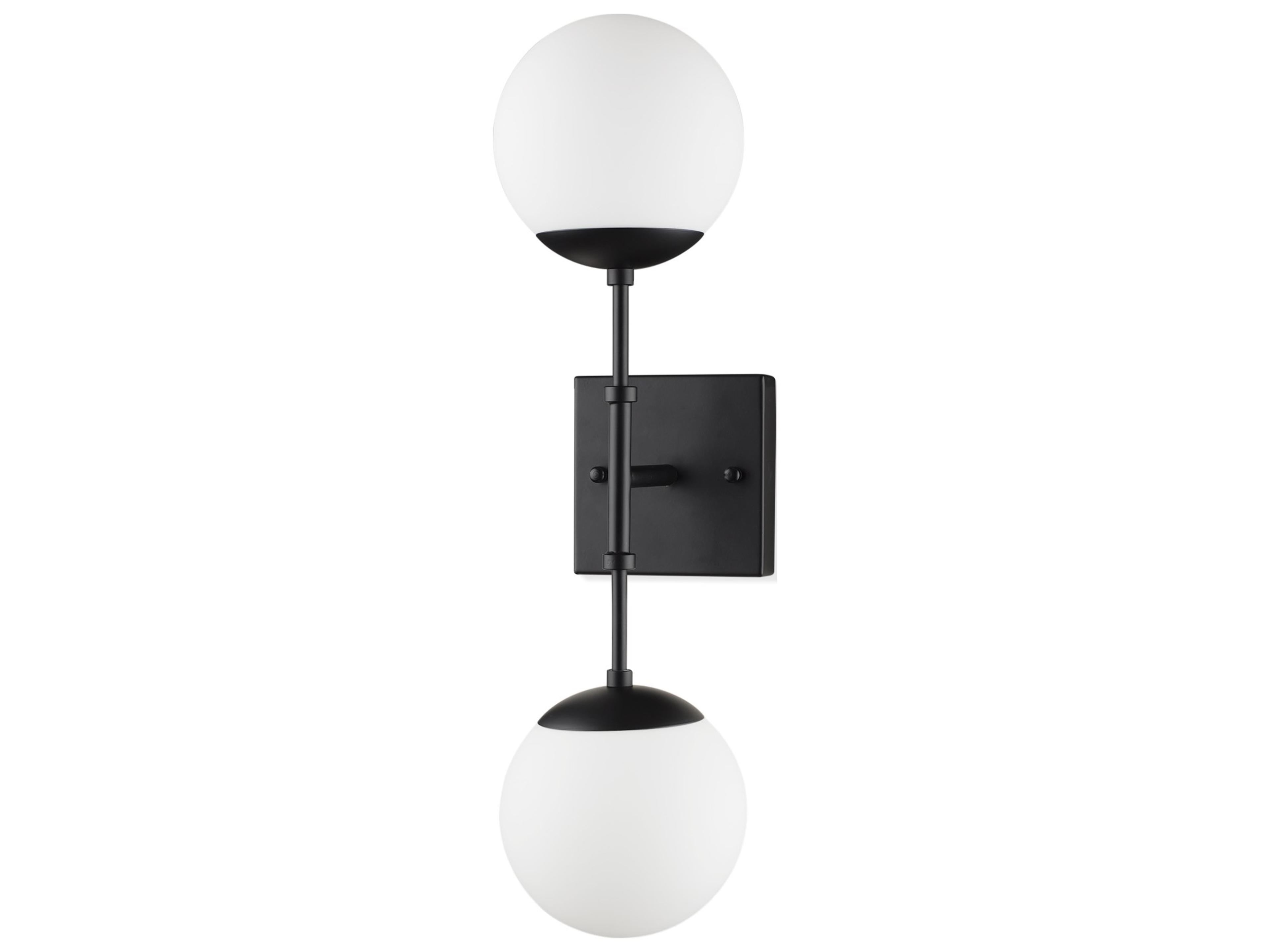 Edie Matte Black Metal w/ Frosted Glass Globes 2-Light Wall Sconce