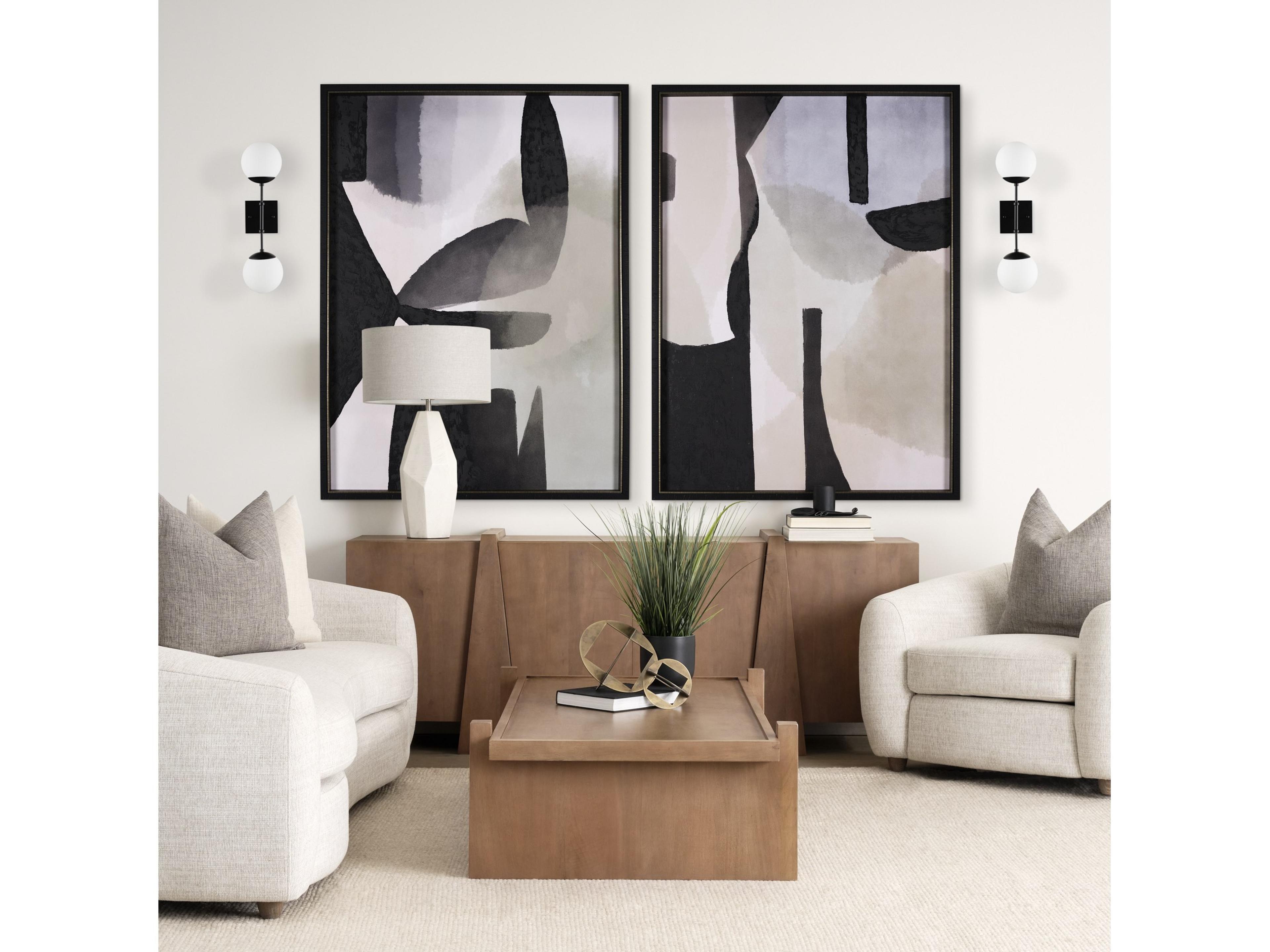 Mercana Edie Matte Black Metal w/ Frosted Glass Globes 2-Light Wall Sconce