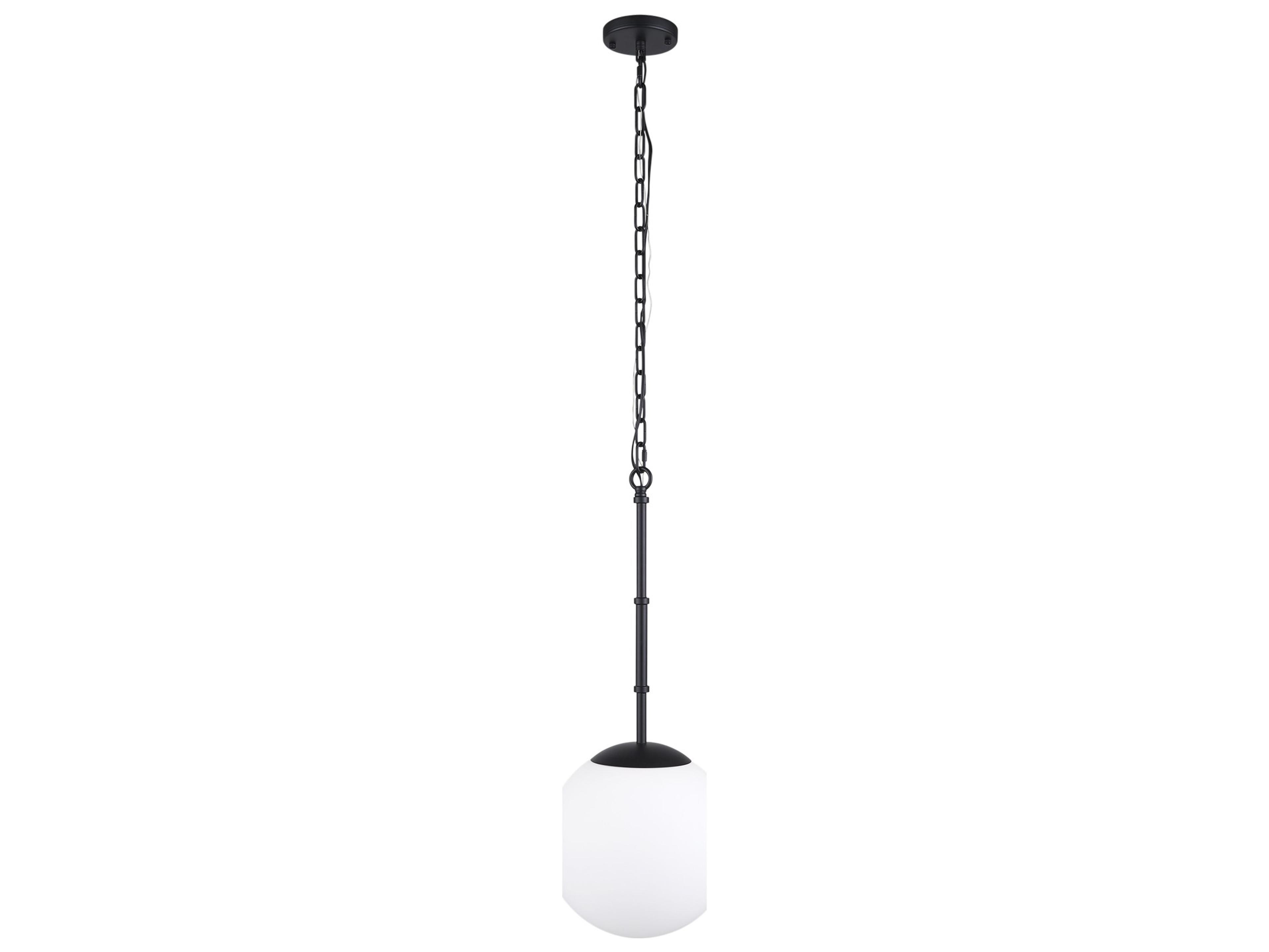 Mercana Edie Matte Black Metal w/ Frosted Glass Globe 1-Light Pendant