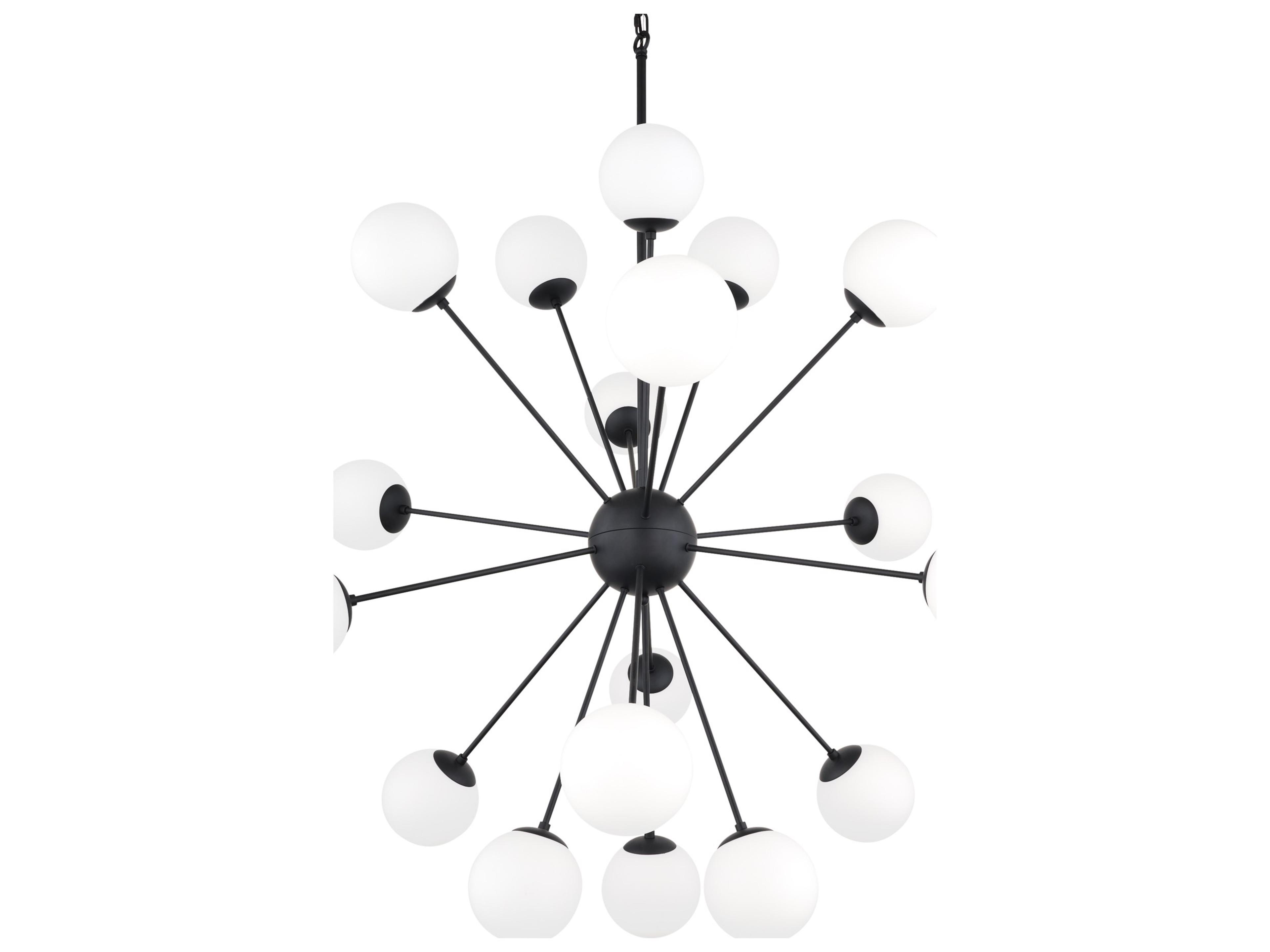 Barbara Matte Black Metal w/ Frosted Glass Globes 18-Light Chandelier