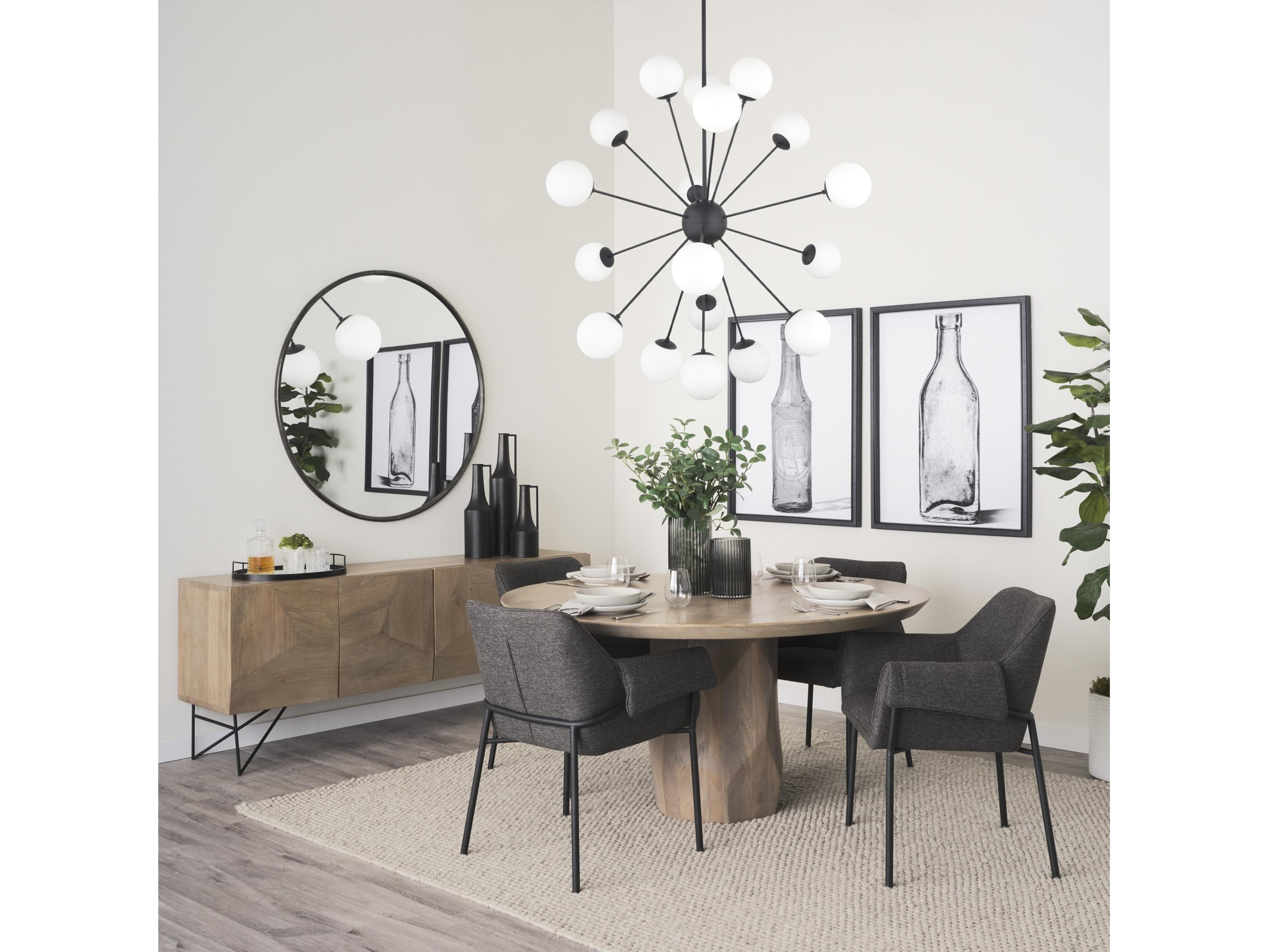 Mercana Barbara Matte Black Metal w/ Frosted Glass Globes 18-Light Chandelier