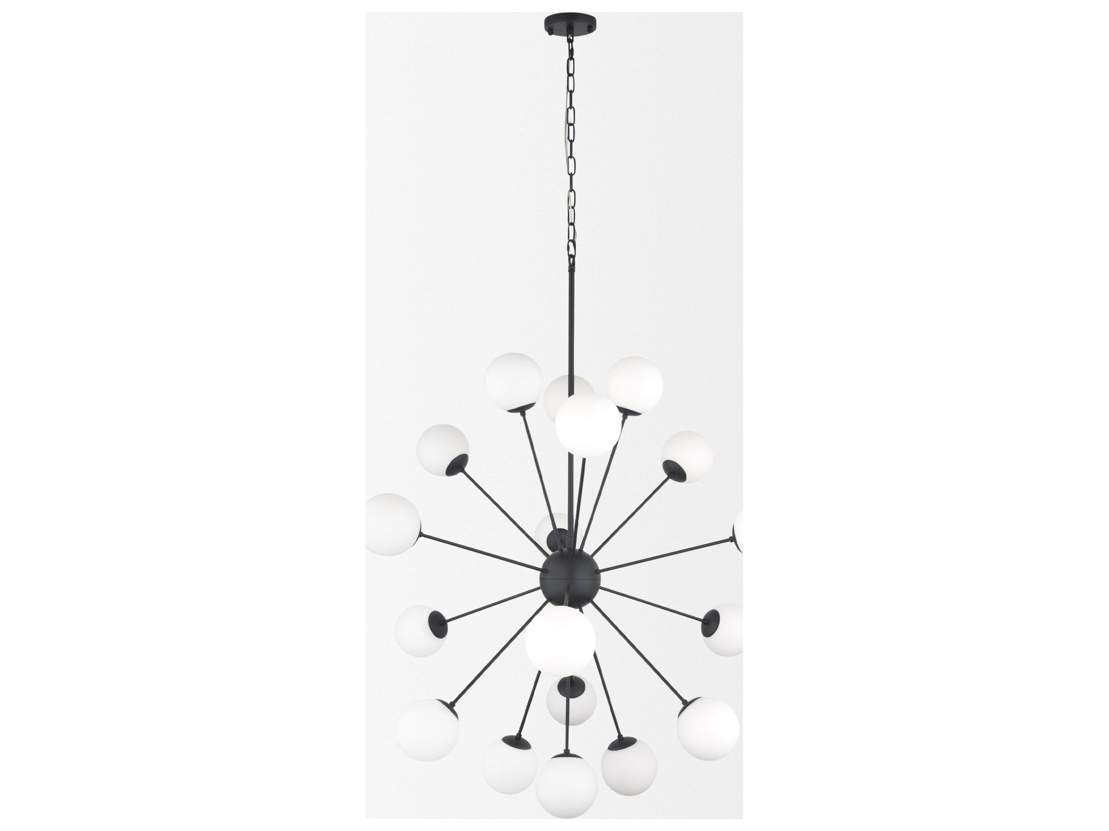 Mercana Barbara Matte Black Metal w/ Frosted Glass Globes 18-Light Chandelier