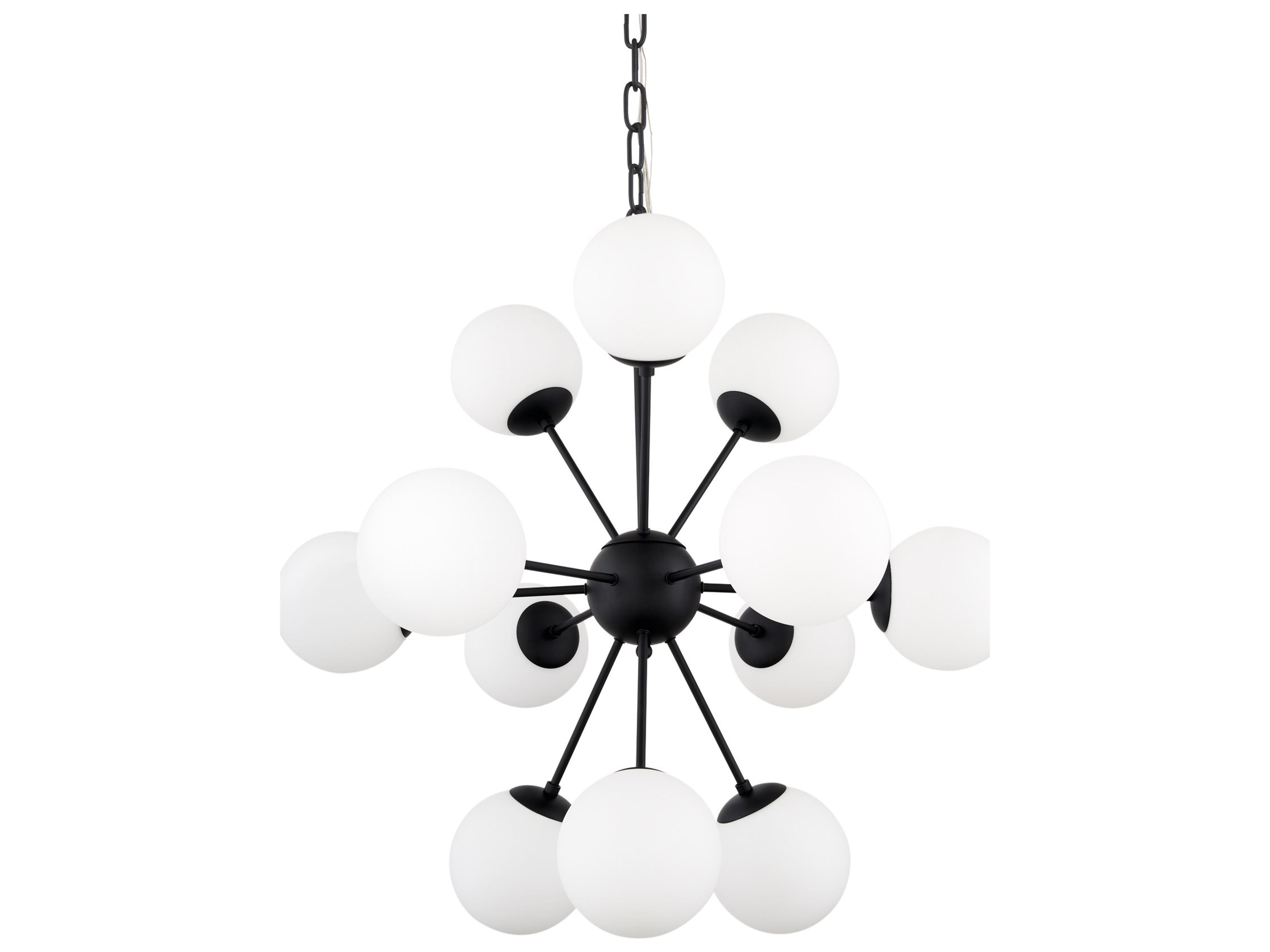 Barbara Matte Black Metal w/ Frosted Glass Globes 11-Light Chandelier