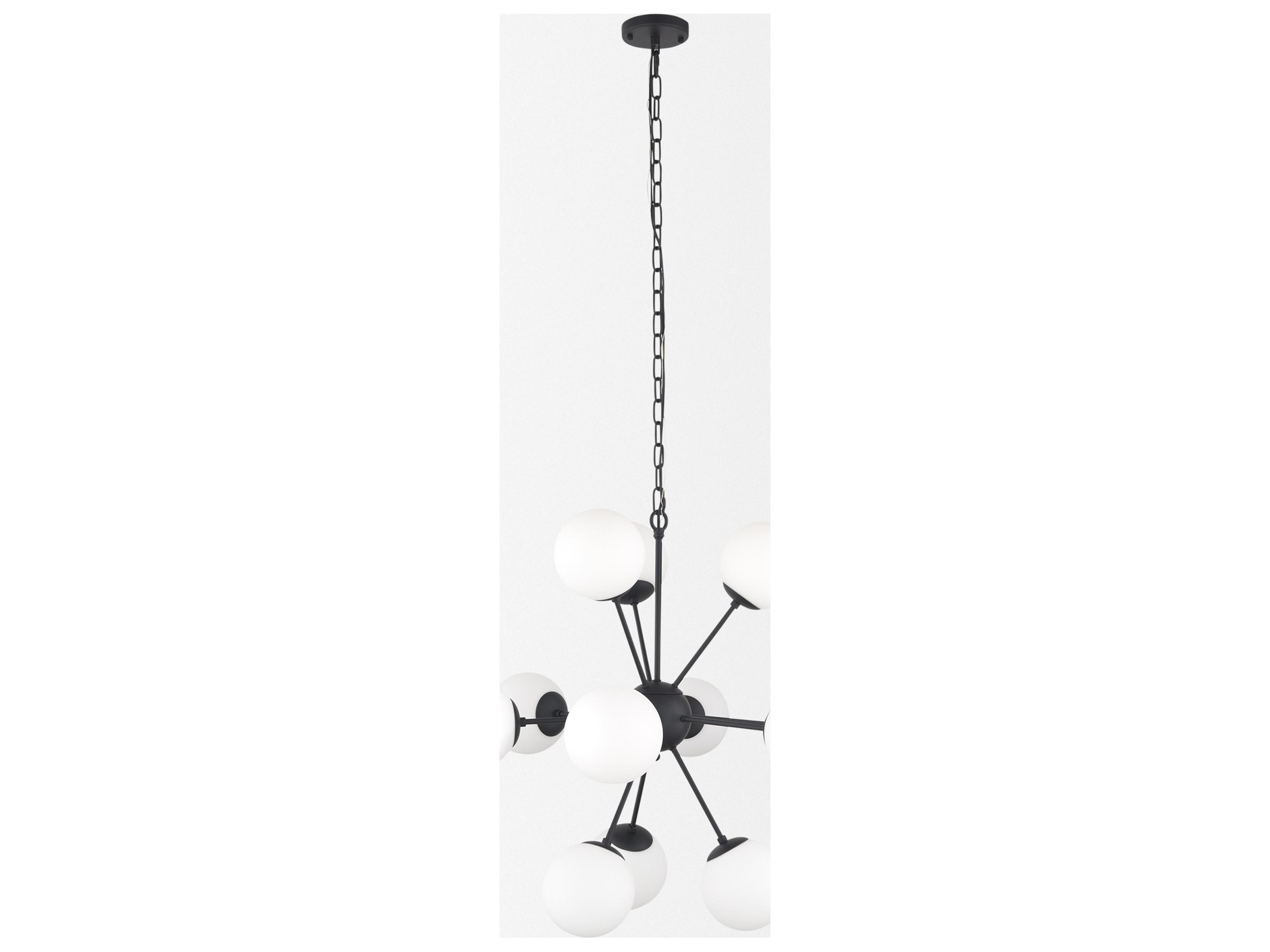 Mercana Barbara Matte Black Metal w/ Frosted Glass Globes 11-Light Chandelier