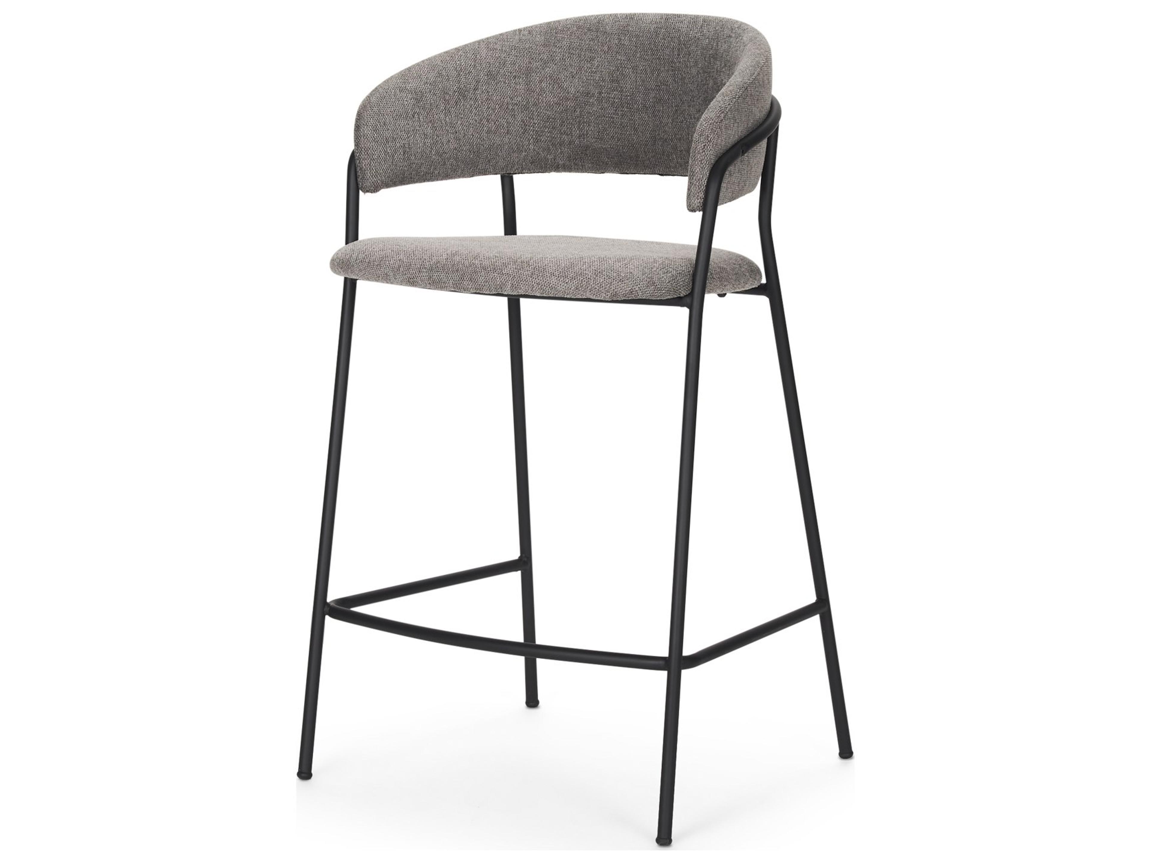 Carolyn Counter Stool w/ Gray Fabric & Matte Black Metal
