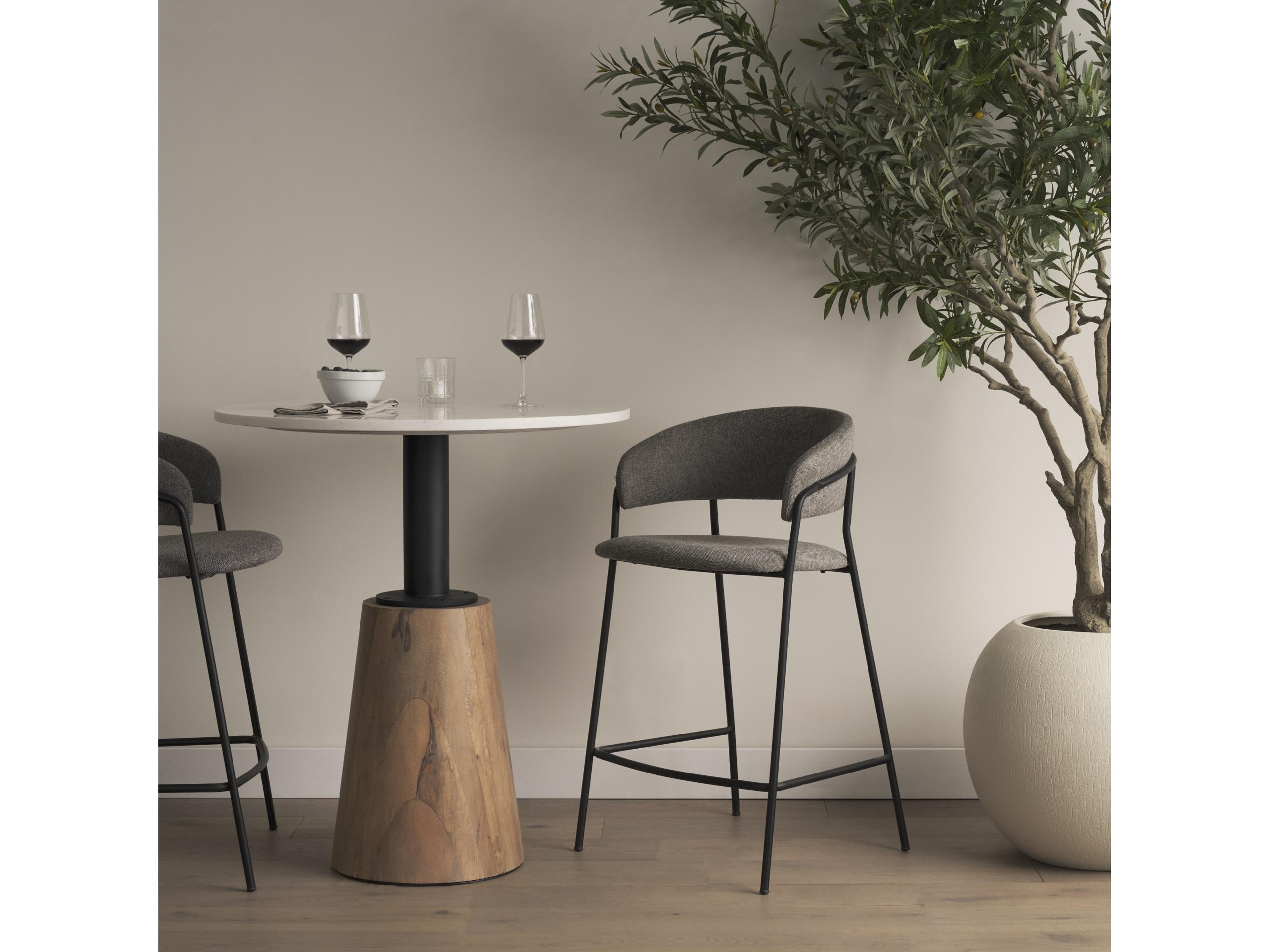 Mercana Carolyn Counter Stool w/ Gray Fabric & Matte Black Metal