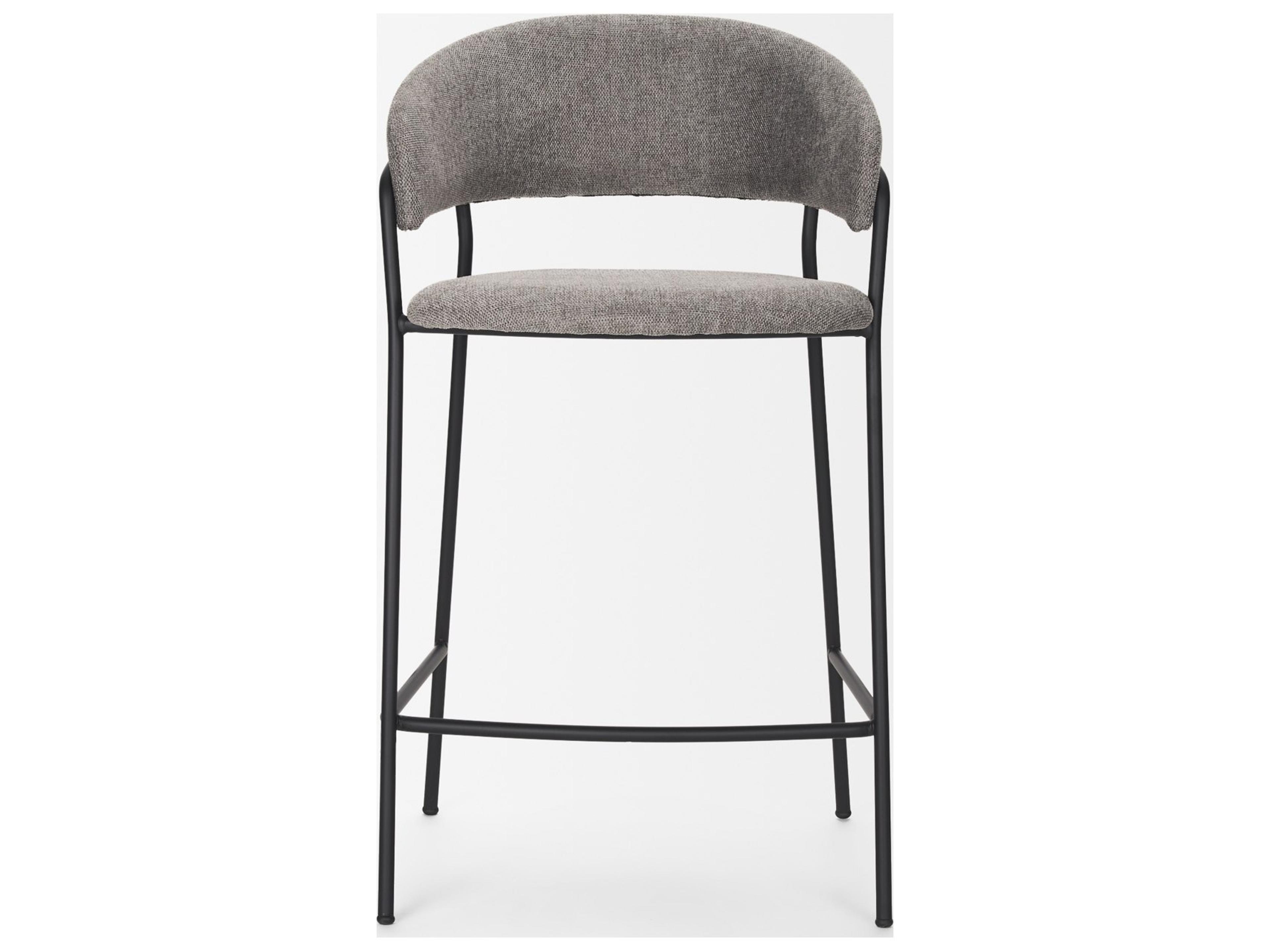 Mercana Carolyn Counter Stool w/ Gray Fabric & Matte Black Metal