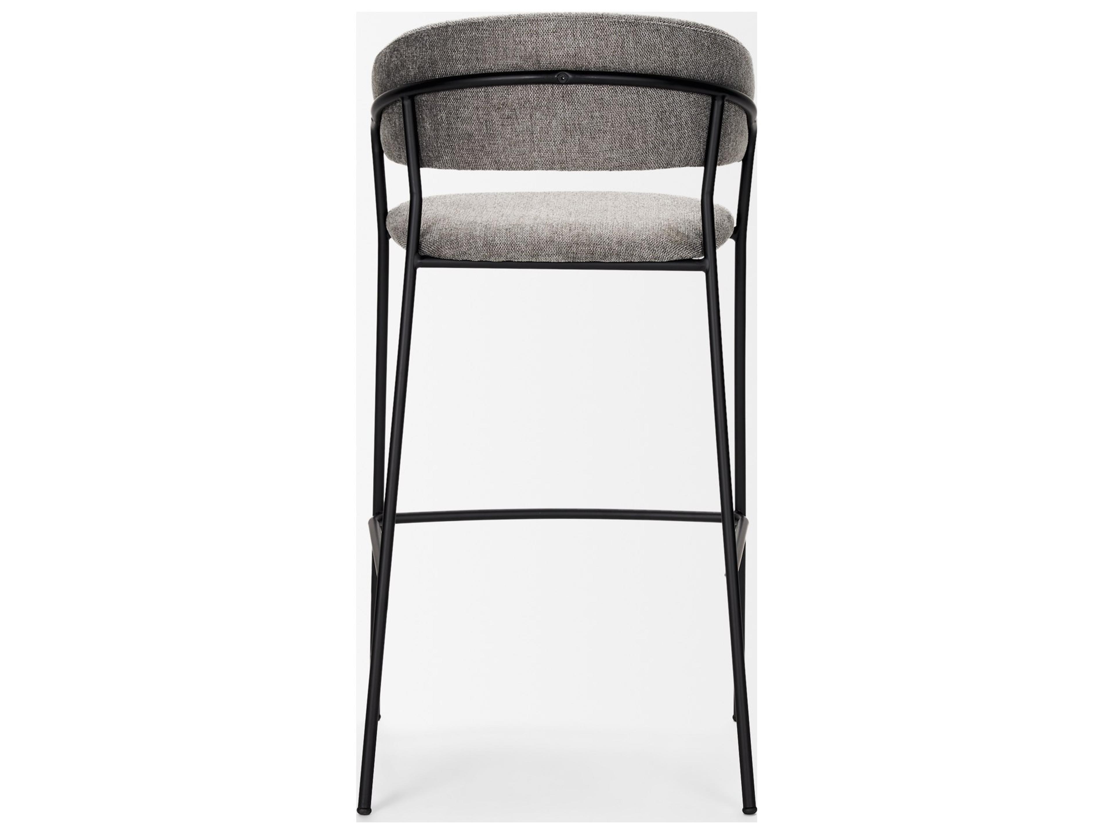 Mercana Carolyn Bar Stool w/ Gray Fabric & Matte Black Metal