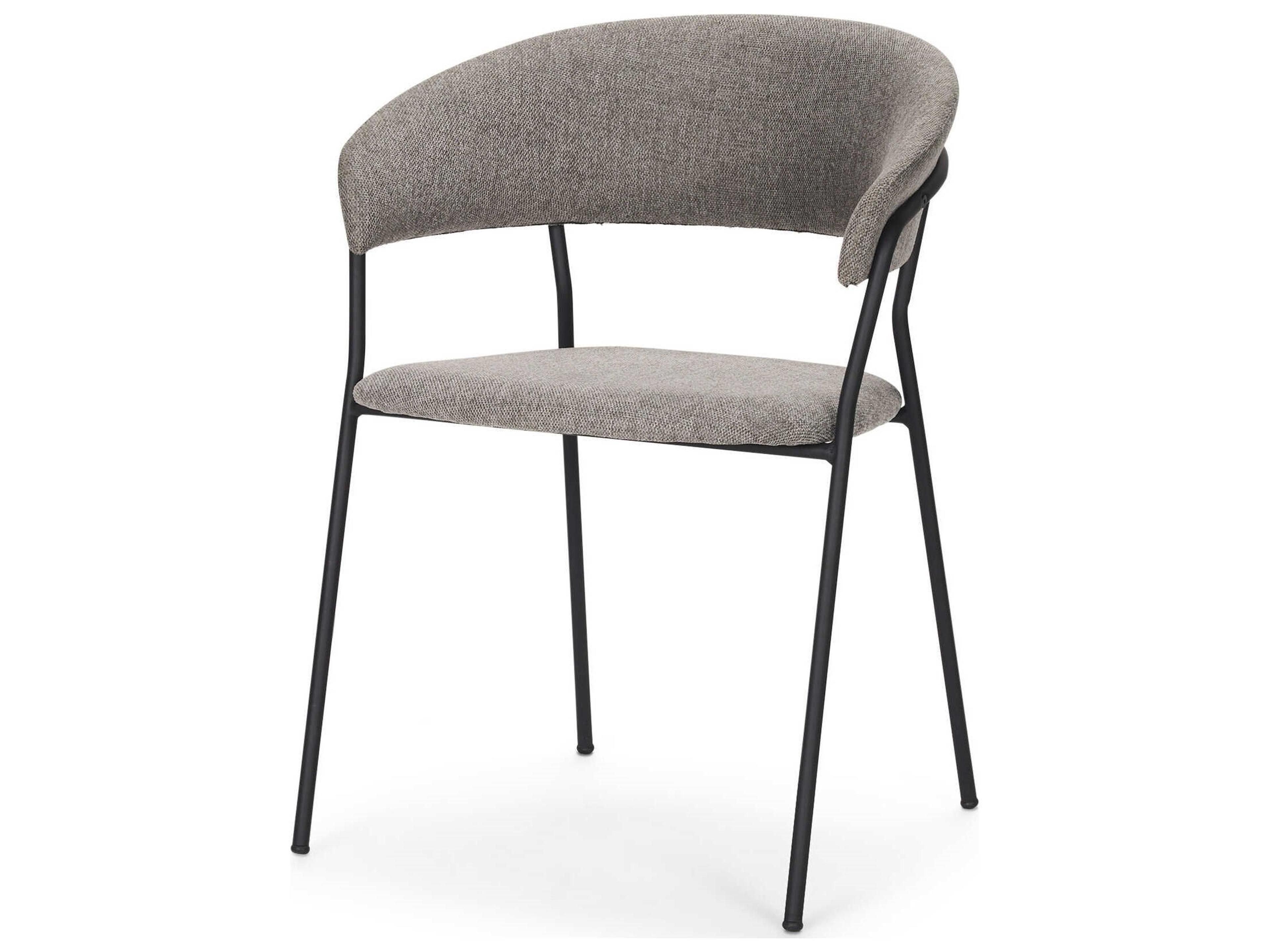 Carolyn Dining Chair w/ Gray Fabric & Matte Black Metal