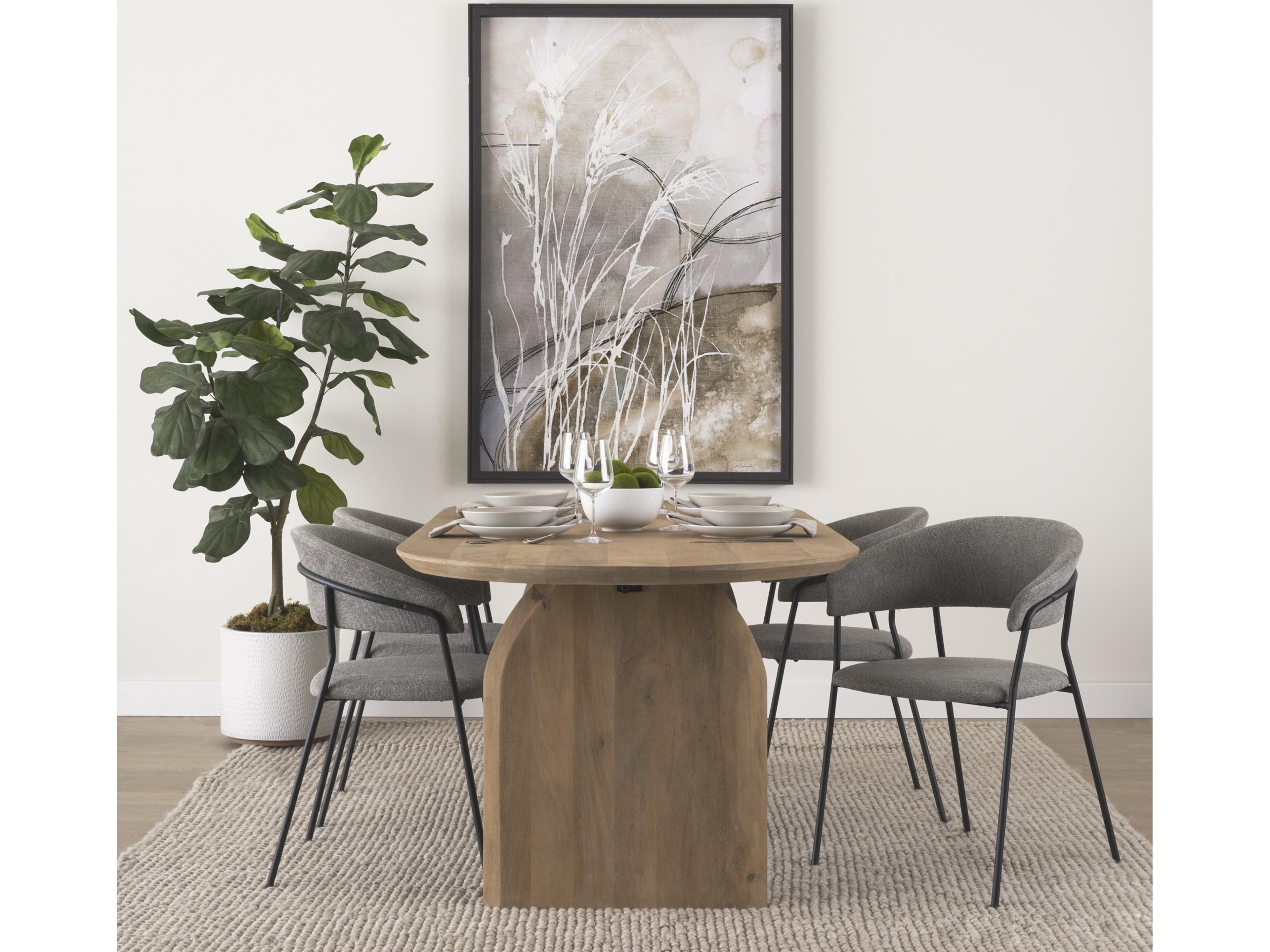 Mercana Carolyn Dining Chair w/ Gray Fabric & Matte Black Metal
