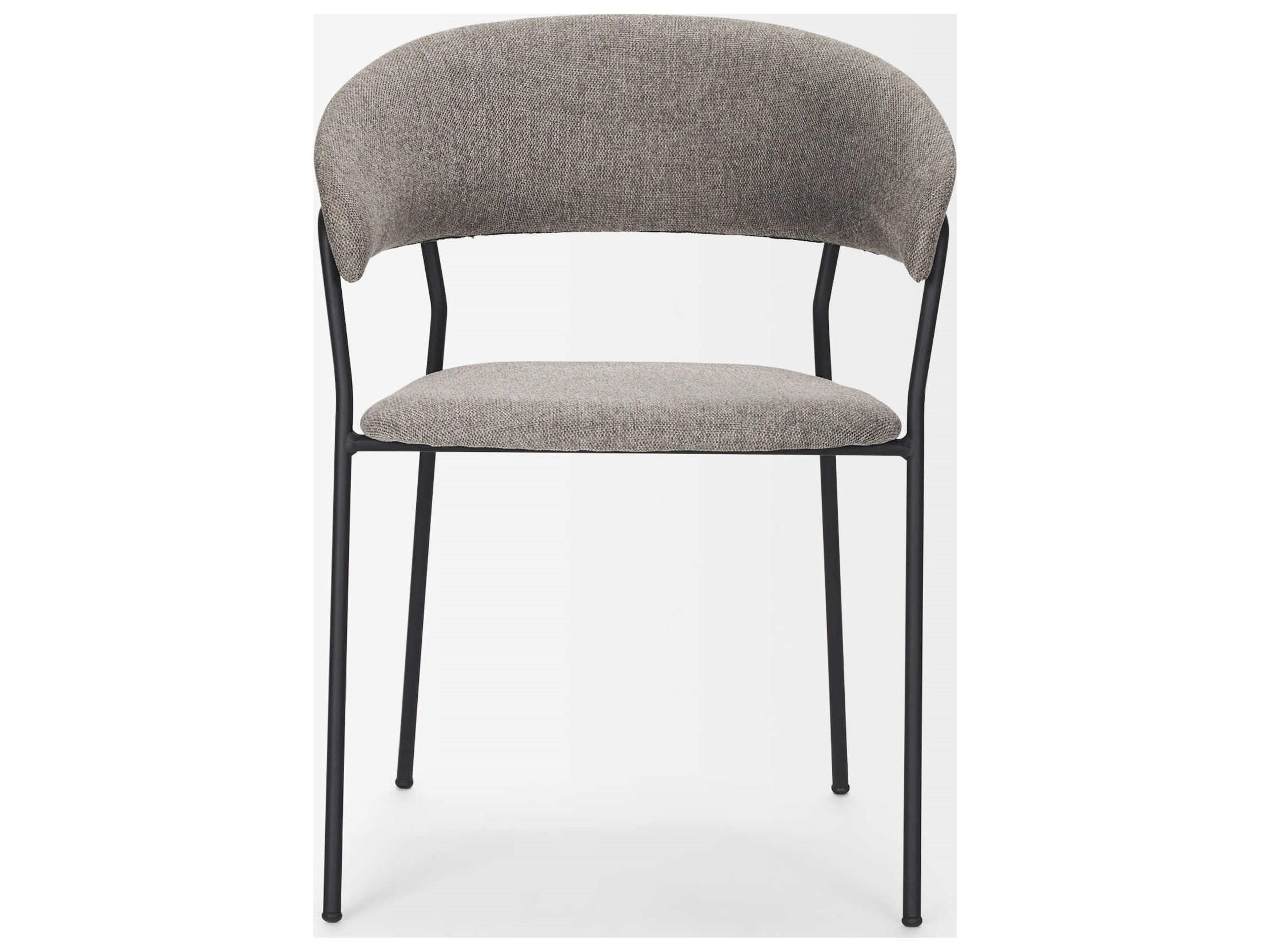 Mercana Carolyn Dining Chair w/ Gray Fabric & Matte Black Metal