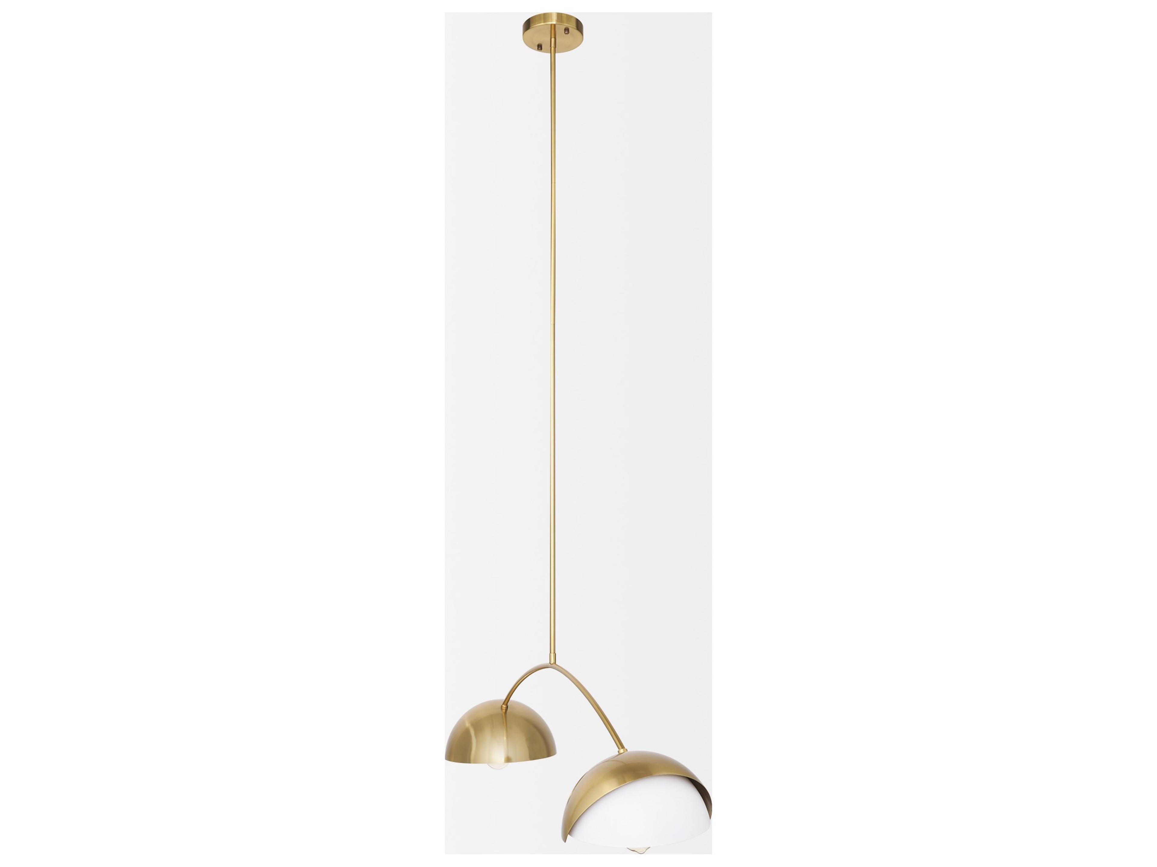 Mercana Cybill Brushed Brass w/ White Metal Shades 2-Light Chandelier