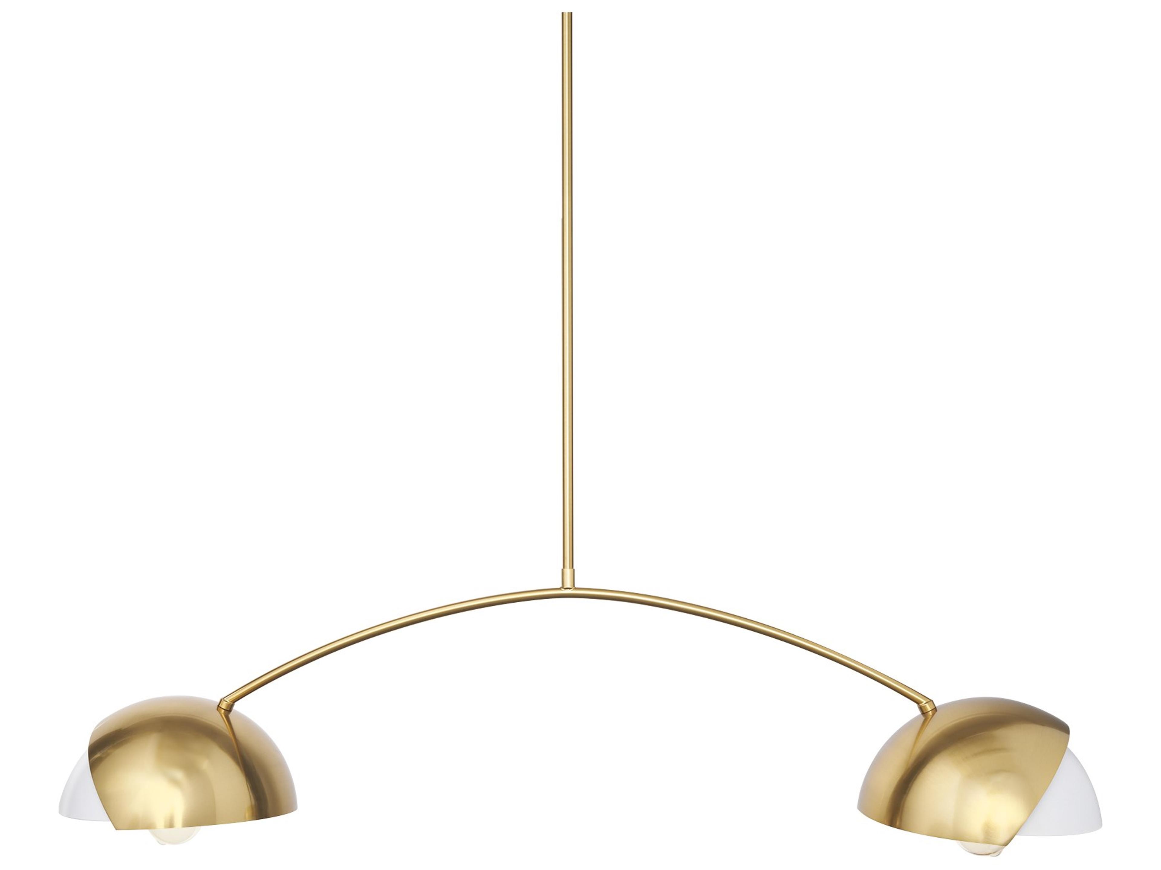 Cybill Brushed Brass w/ White Metal Shades 2-Light Chandelier