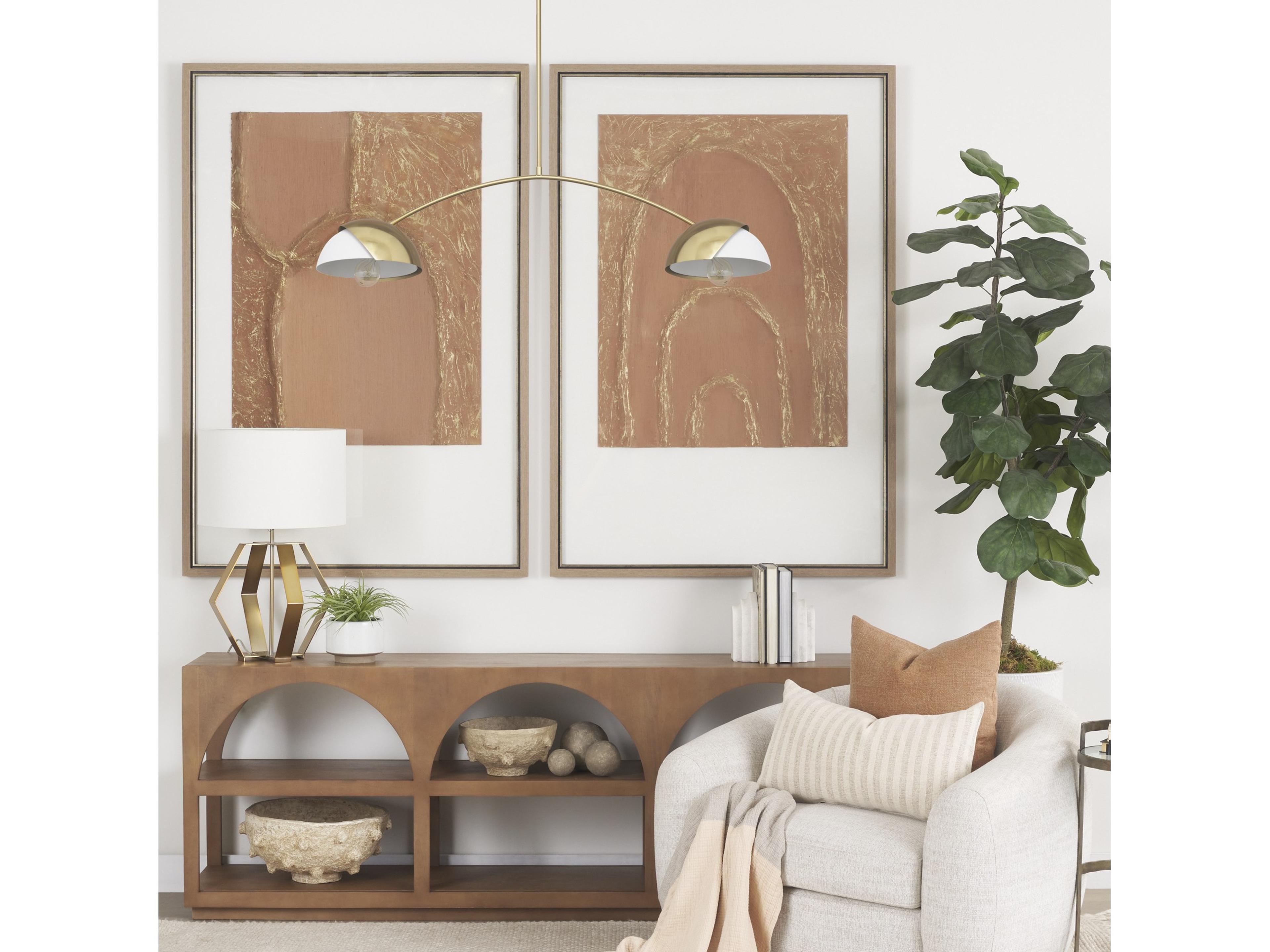 Mercana Cybill Brushed Brass w/ White Metal Shades 2-Light Chandelier