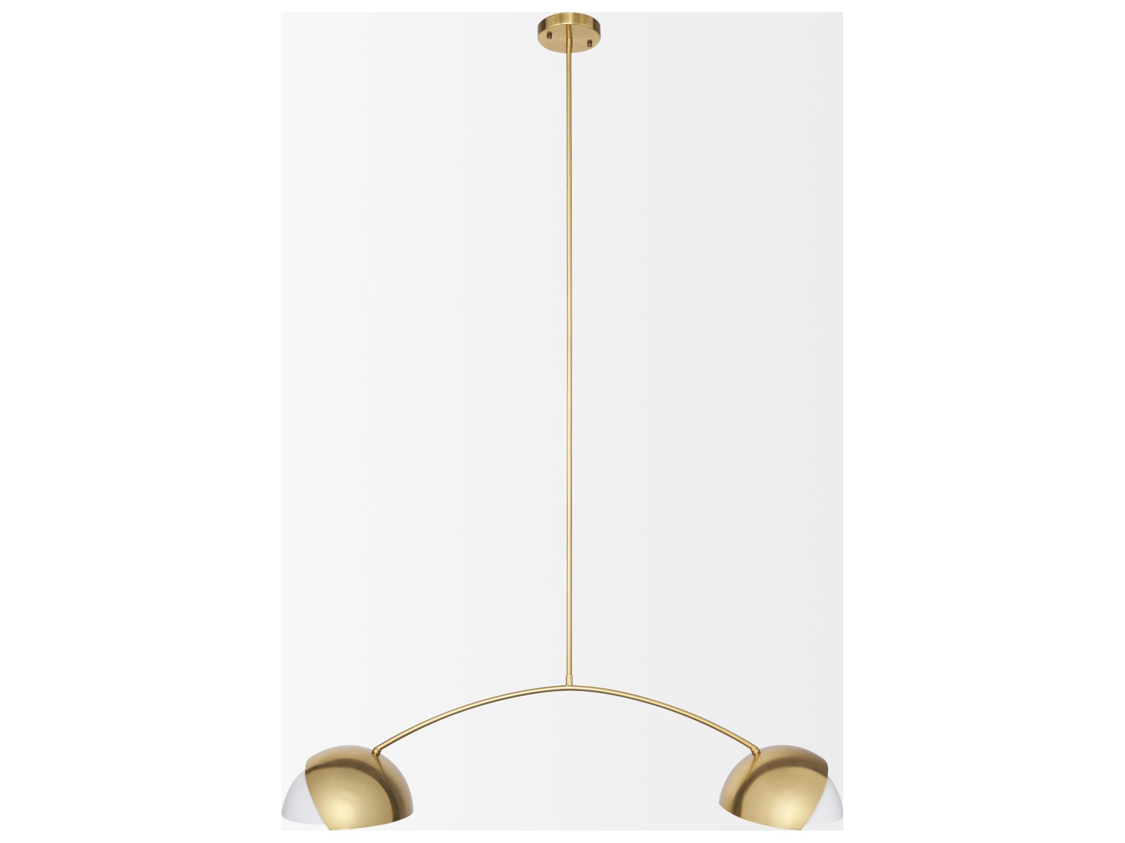 Mercana Cybill Brushed Brass w/ White Metal Shades 2-Light Chandelier