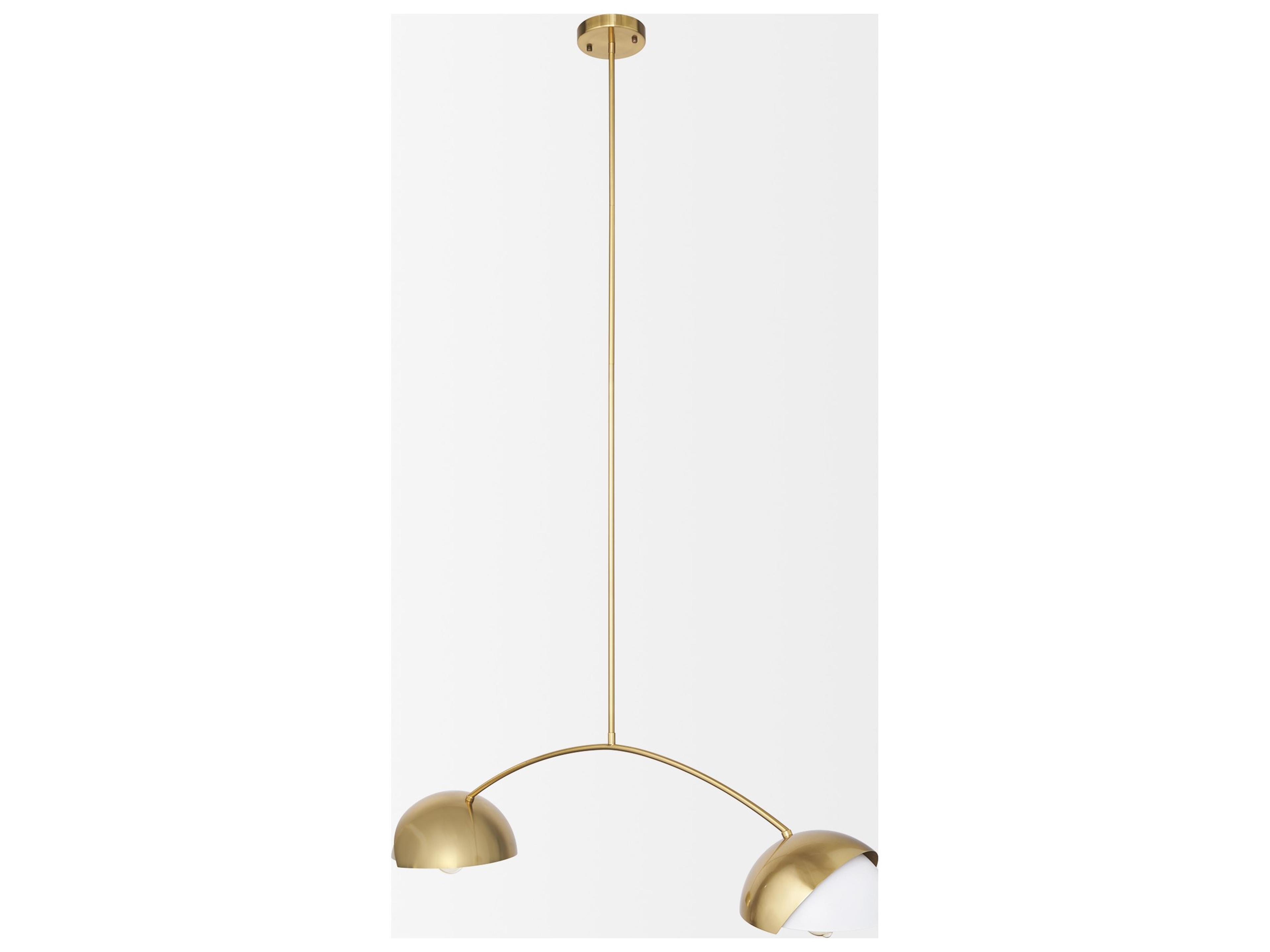 Mercana Cybill Brushed Brass w/ White Metal Shades 2-Light Chandelier