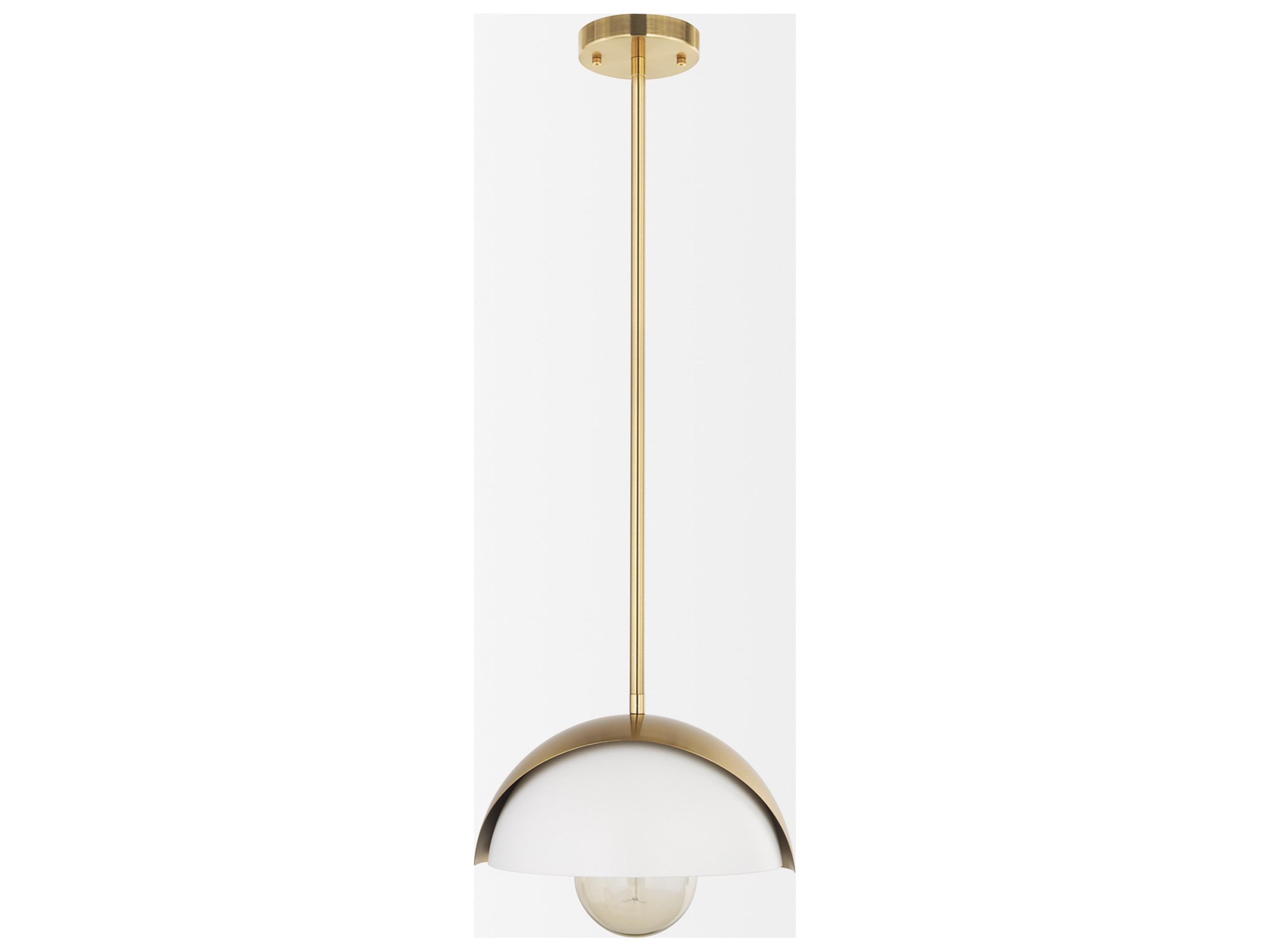 Mercana Cybill Brushed Brass w/ White Metal Shade 1-Light Wall Pendant
