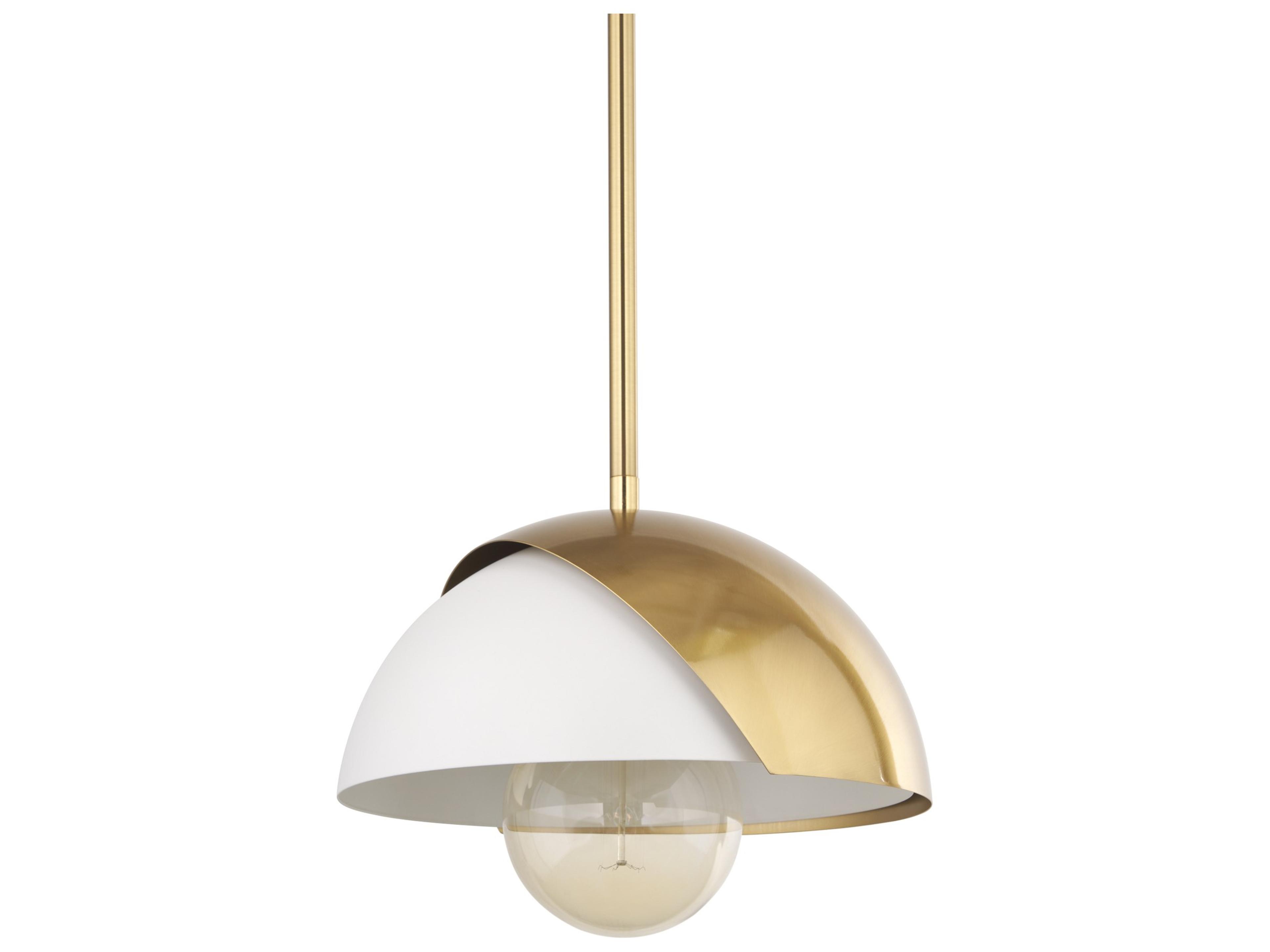 Cybill Brushed Brass w/ White Metal Shade 1-Light Wall Pendant