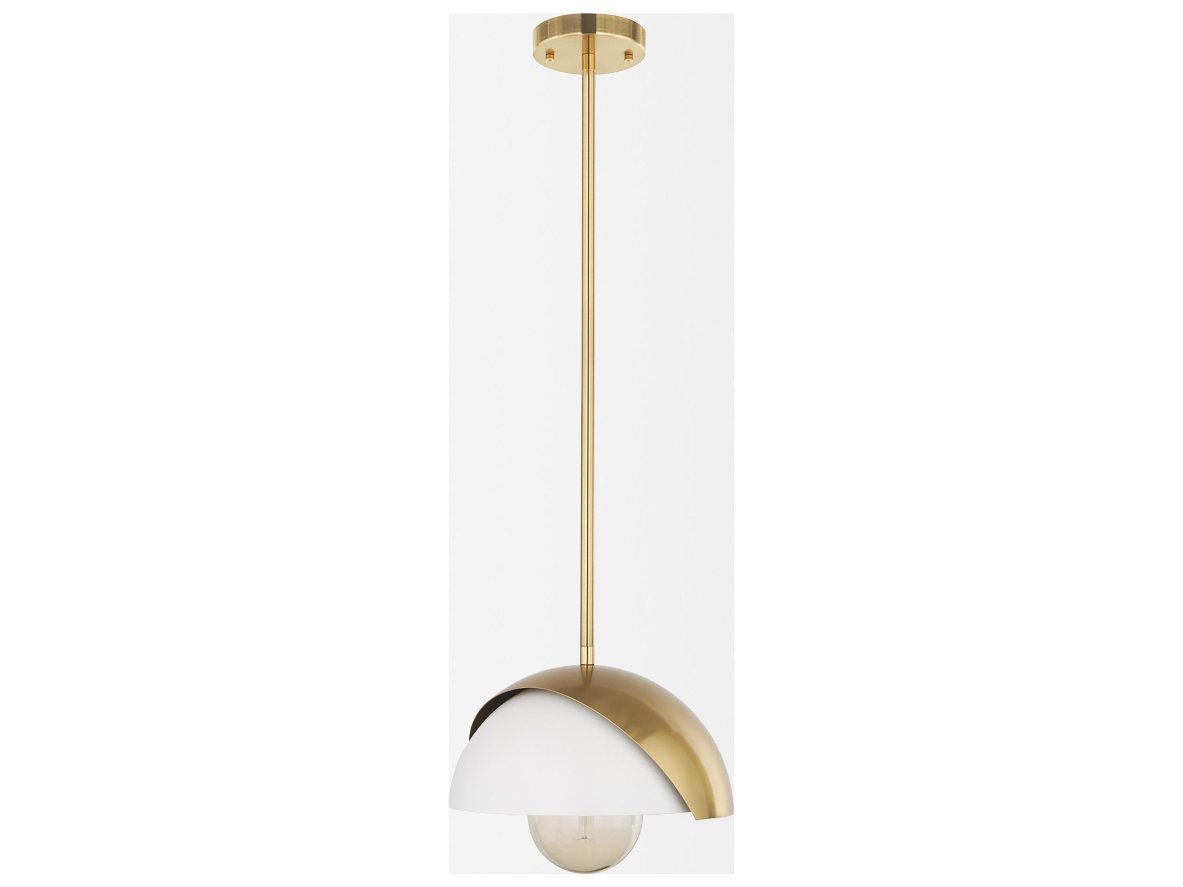 Mercana Cybill Brushed Brass w/ White Metal Shade 1-Light Wall Pendant