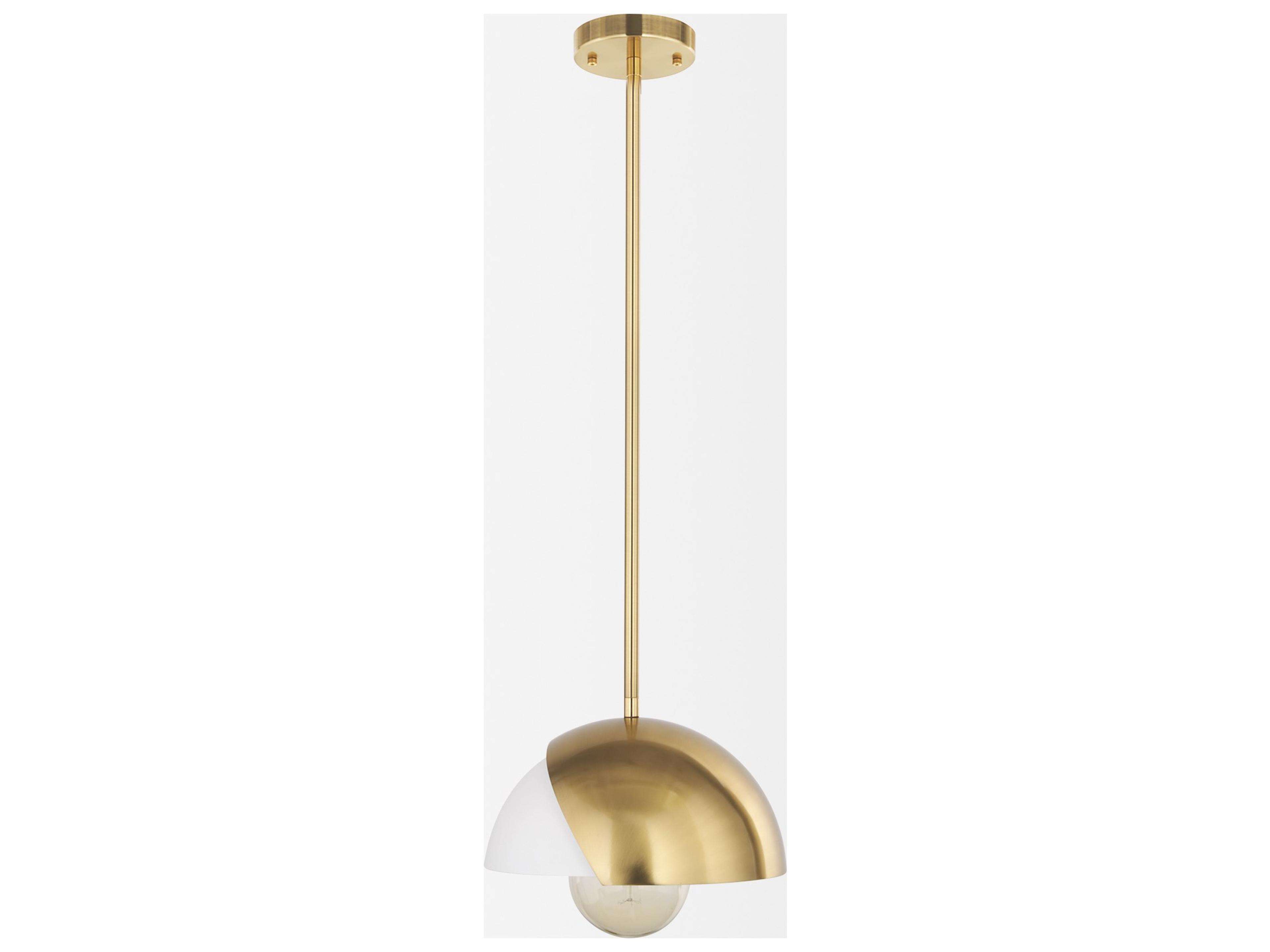 Mercana Cybill Brushed Brass w/ White Metal Shade 1-Light Wall Pendant