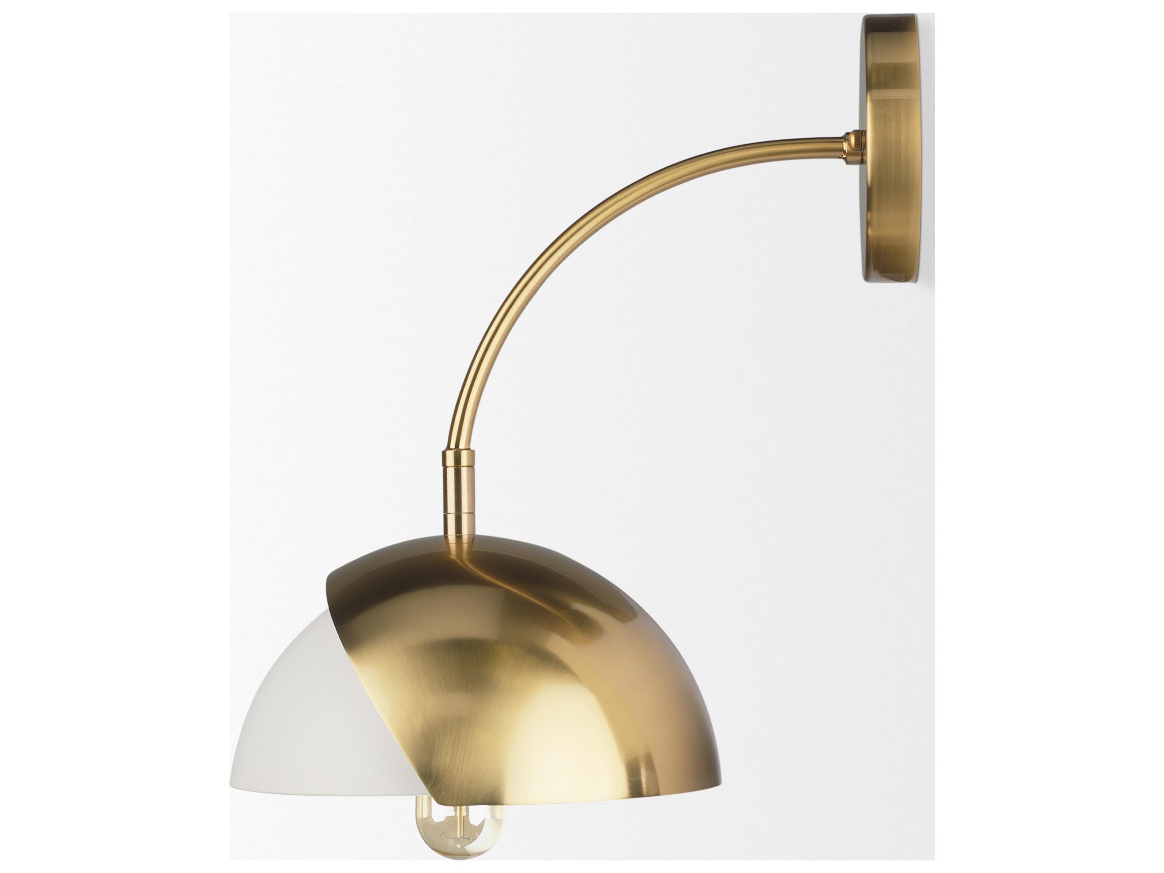 Mercana Cybill Brushed Brass w/ White Metal Shade 1-Light Wall Sconce