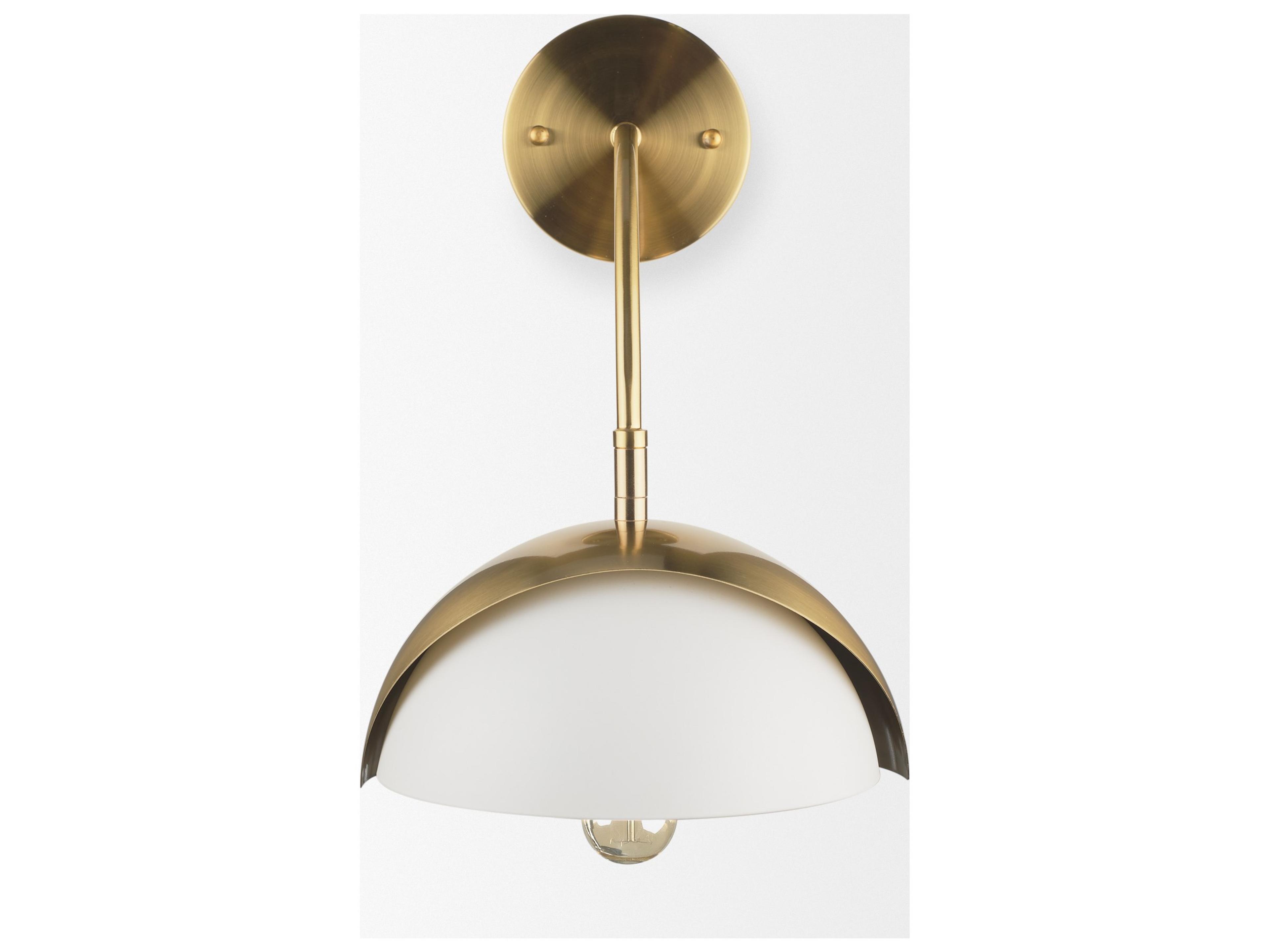 Mercana Cybill Brushed Brass w/ White Metal Shade 1-Light Wall Sconce