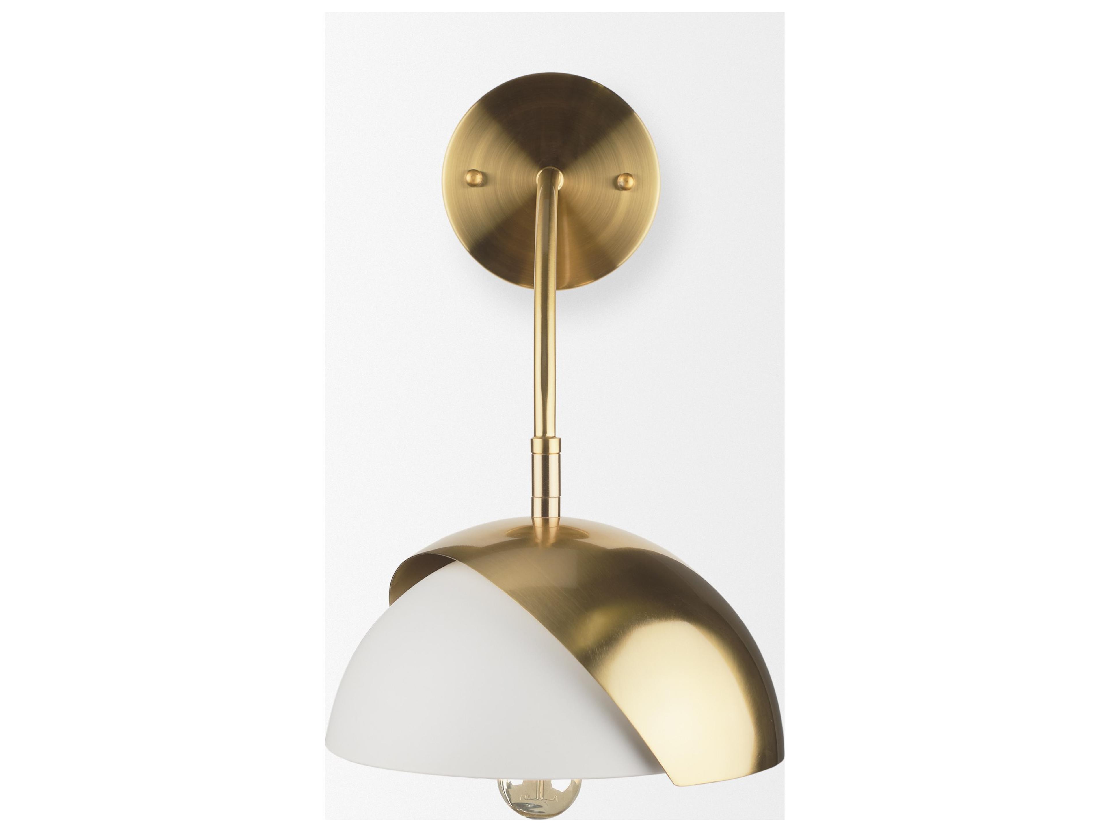 Mercana Cybill Brushed Brass w/ White Metal Shade 1-Light Wall Sconce