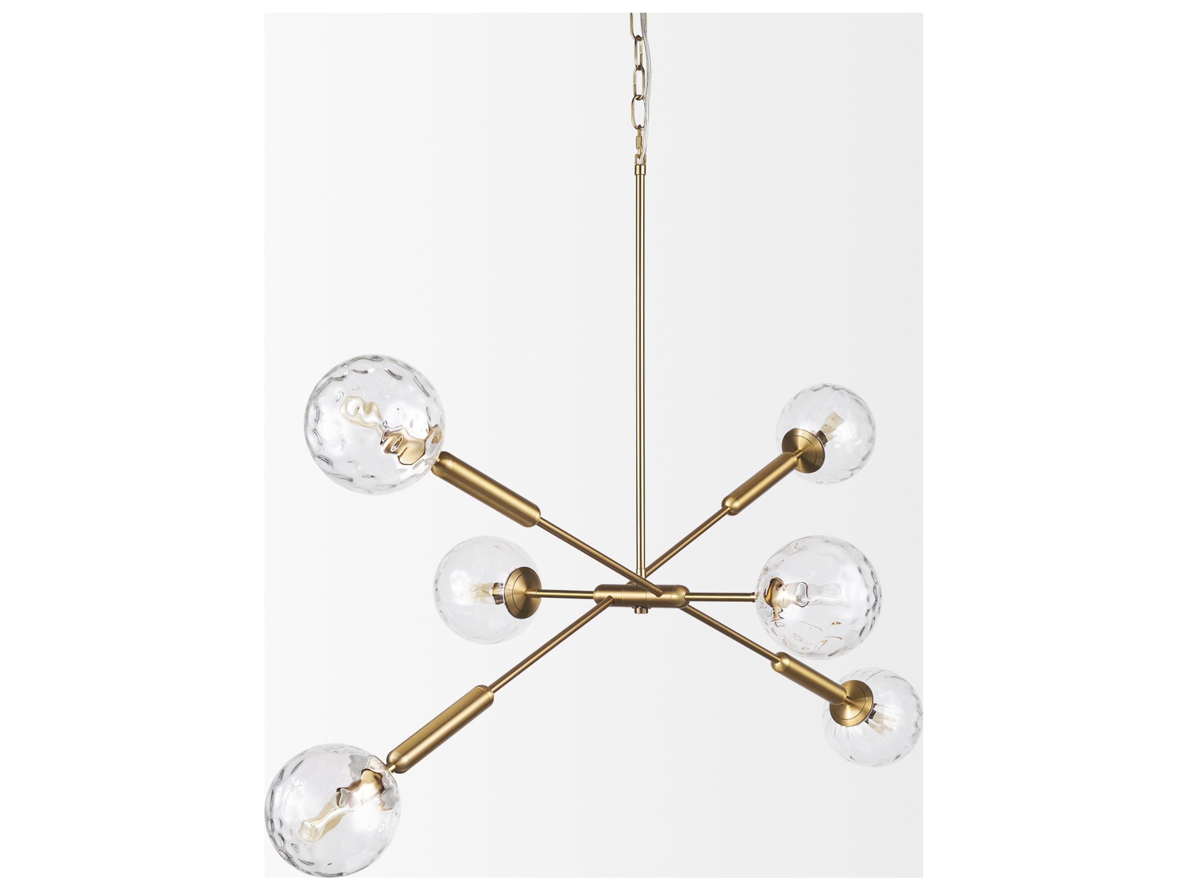 Mercana Britton Gold Metal w/ Clear Glass Globes 6-Light Chandelier