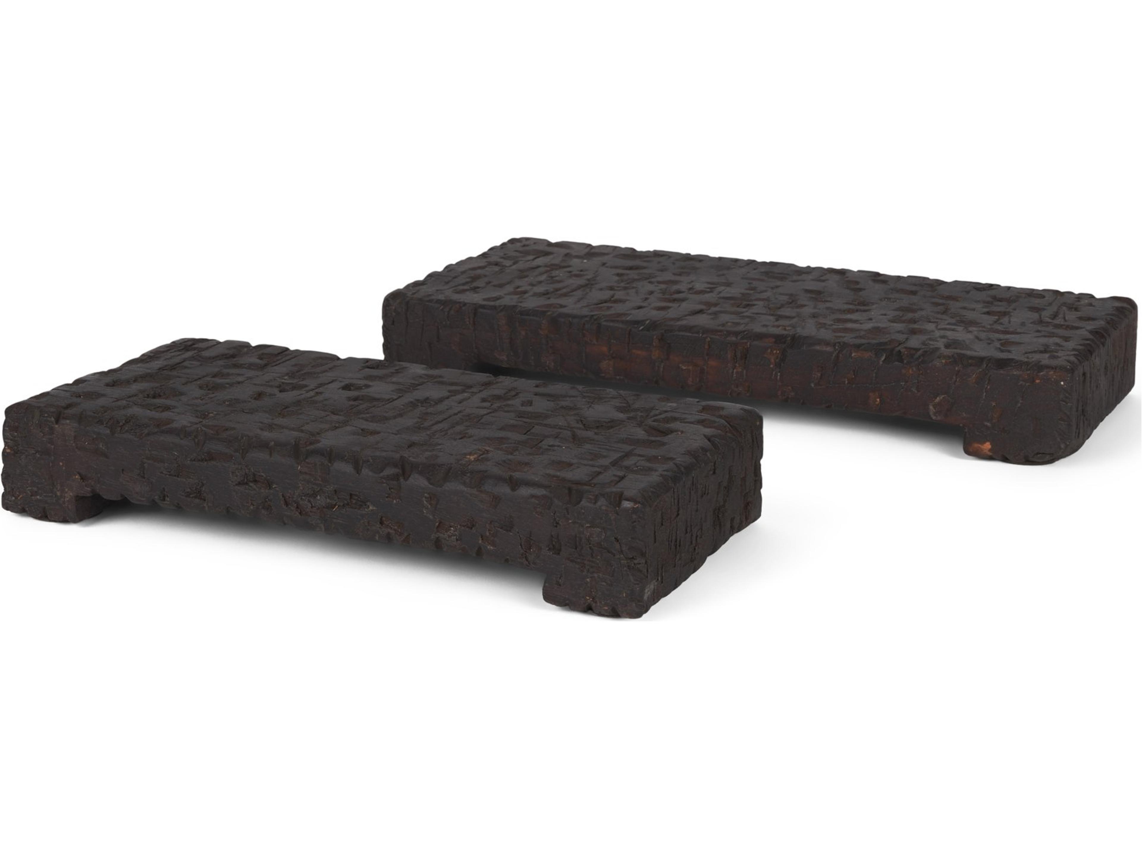 Mercana Shira Reclaimed Dark Brown Wooden Riser (Set of 2)