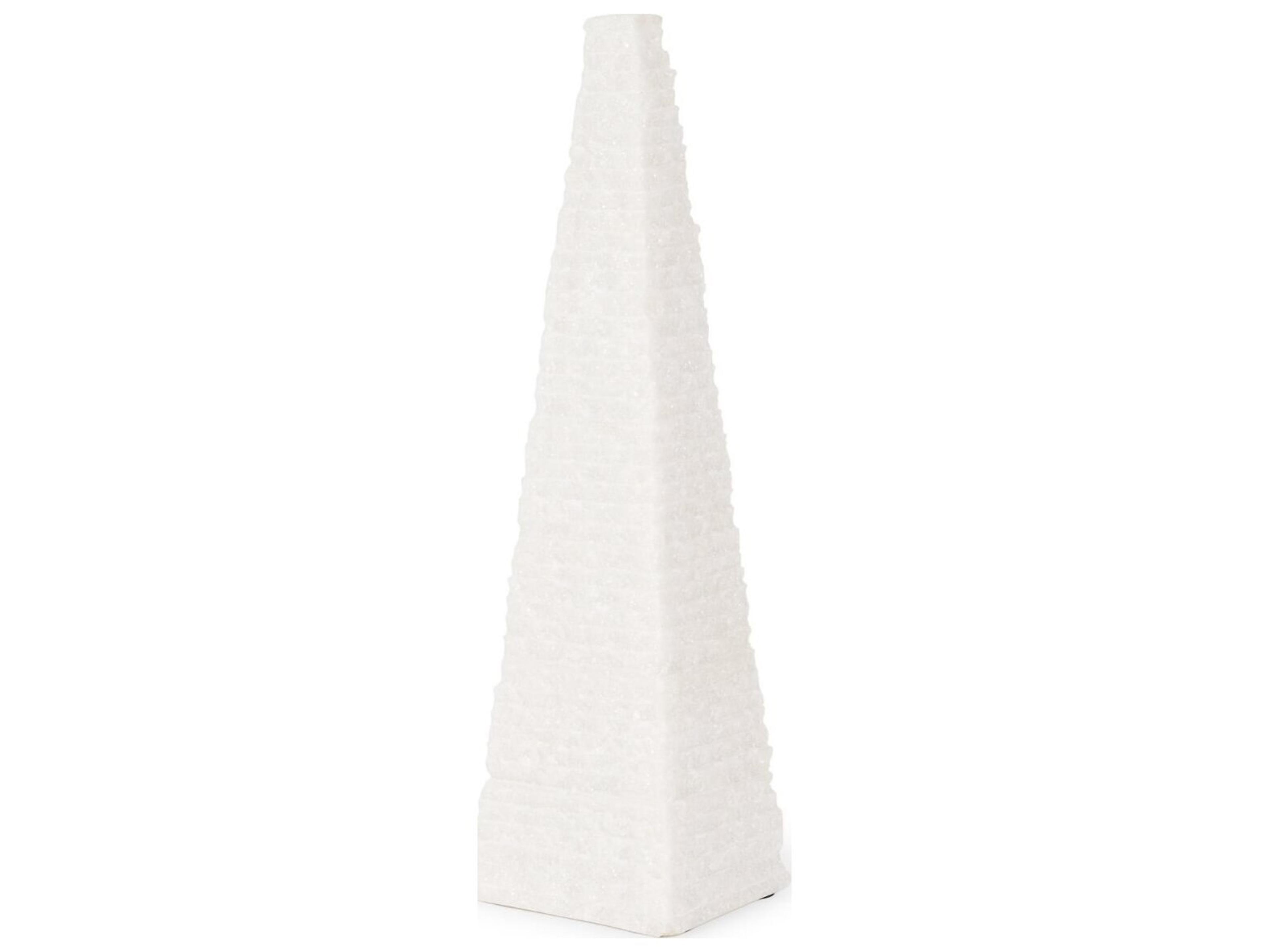 Mercana Pyramis White Rough Marble Obelisk 13"