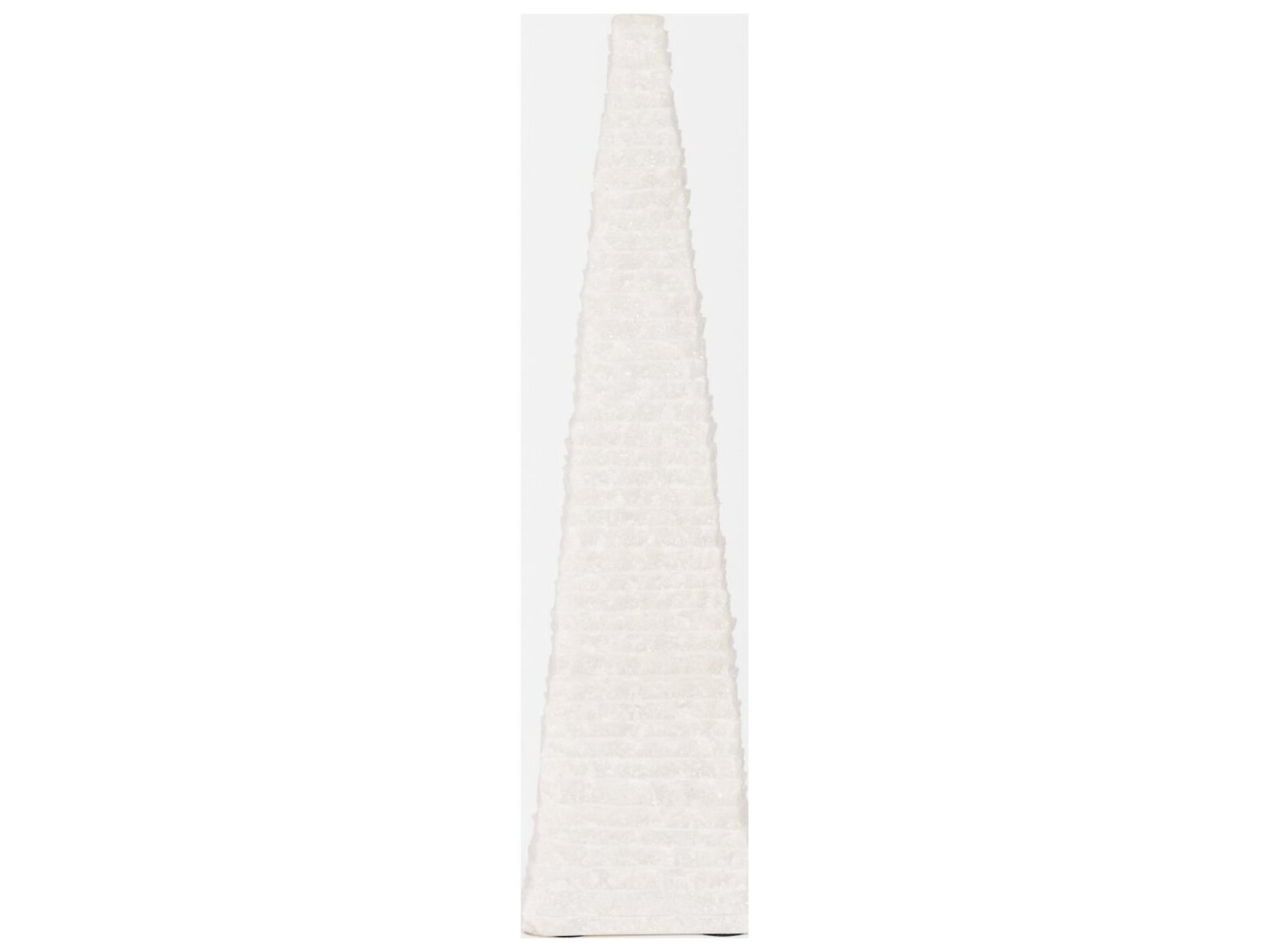 Mercana Pyramis White Rough Marble Obelisk 13"