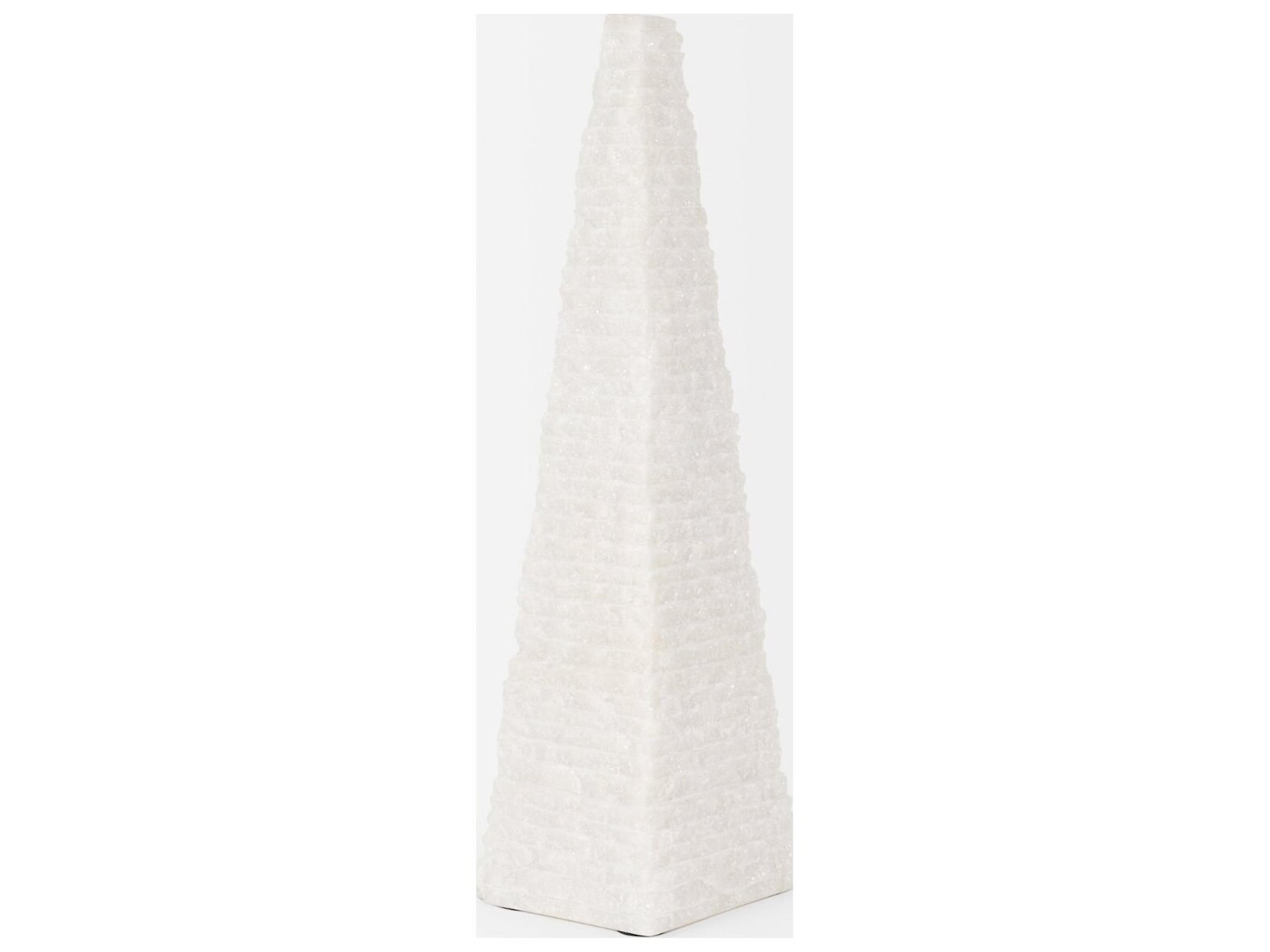 Mercana Pyramis White Rough Marble Obelisk 13"