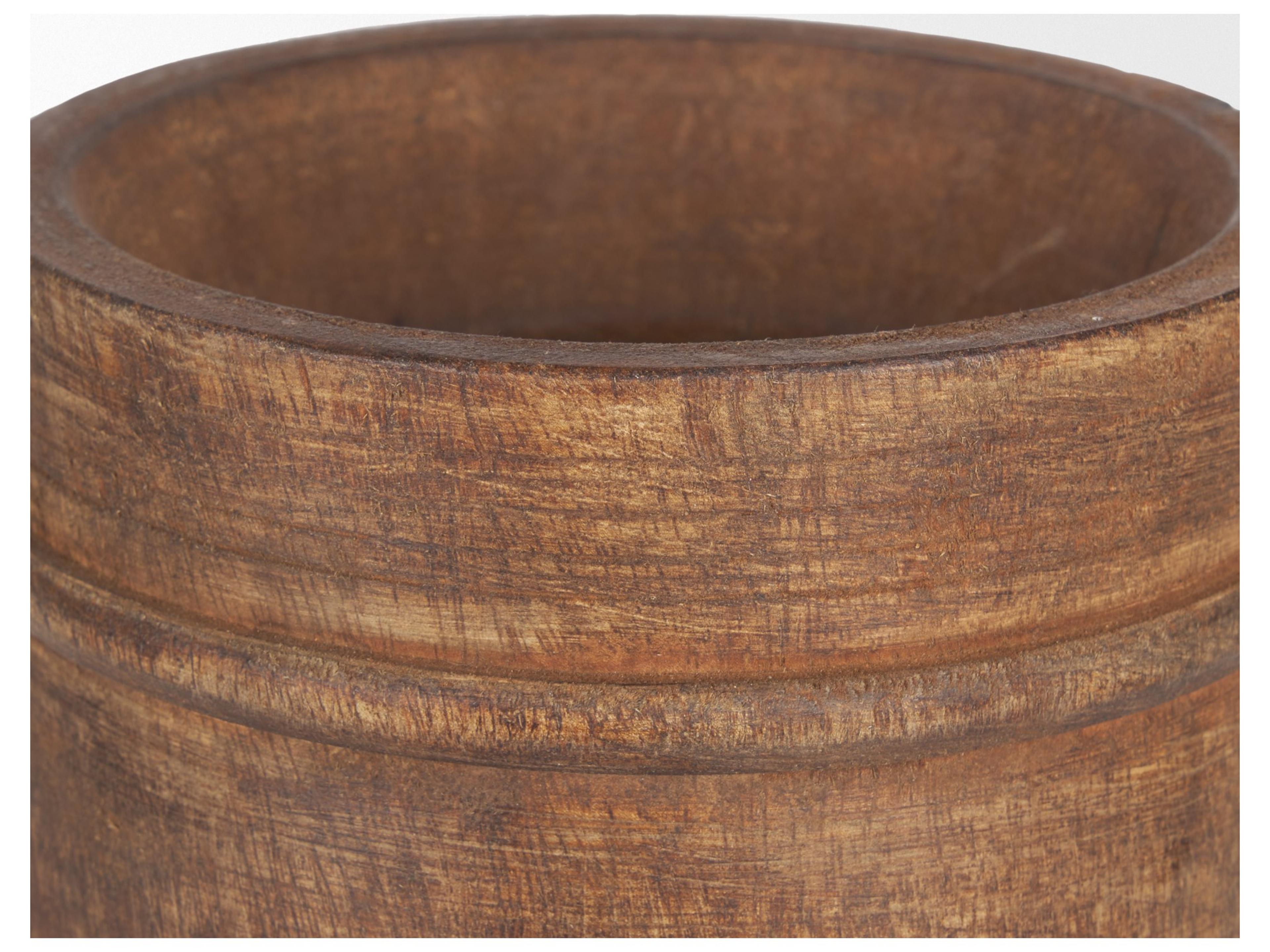 Mercana Porta Large Medium Brown Reclaimed Wooden Pot