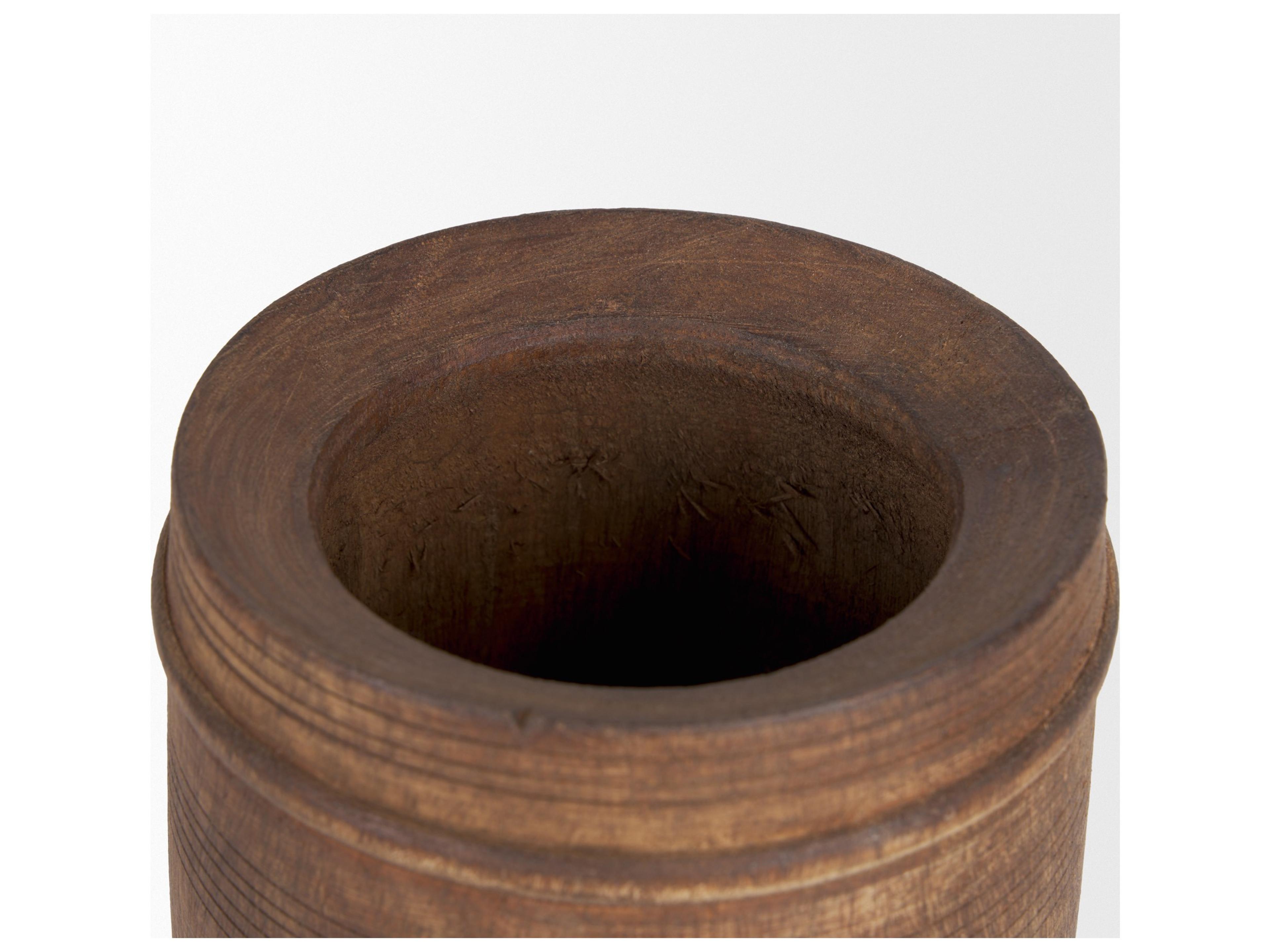 Mercana Porta Small Medium Brown Reclaimed Wooden Pot
