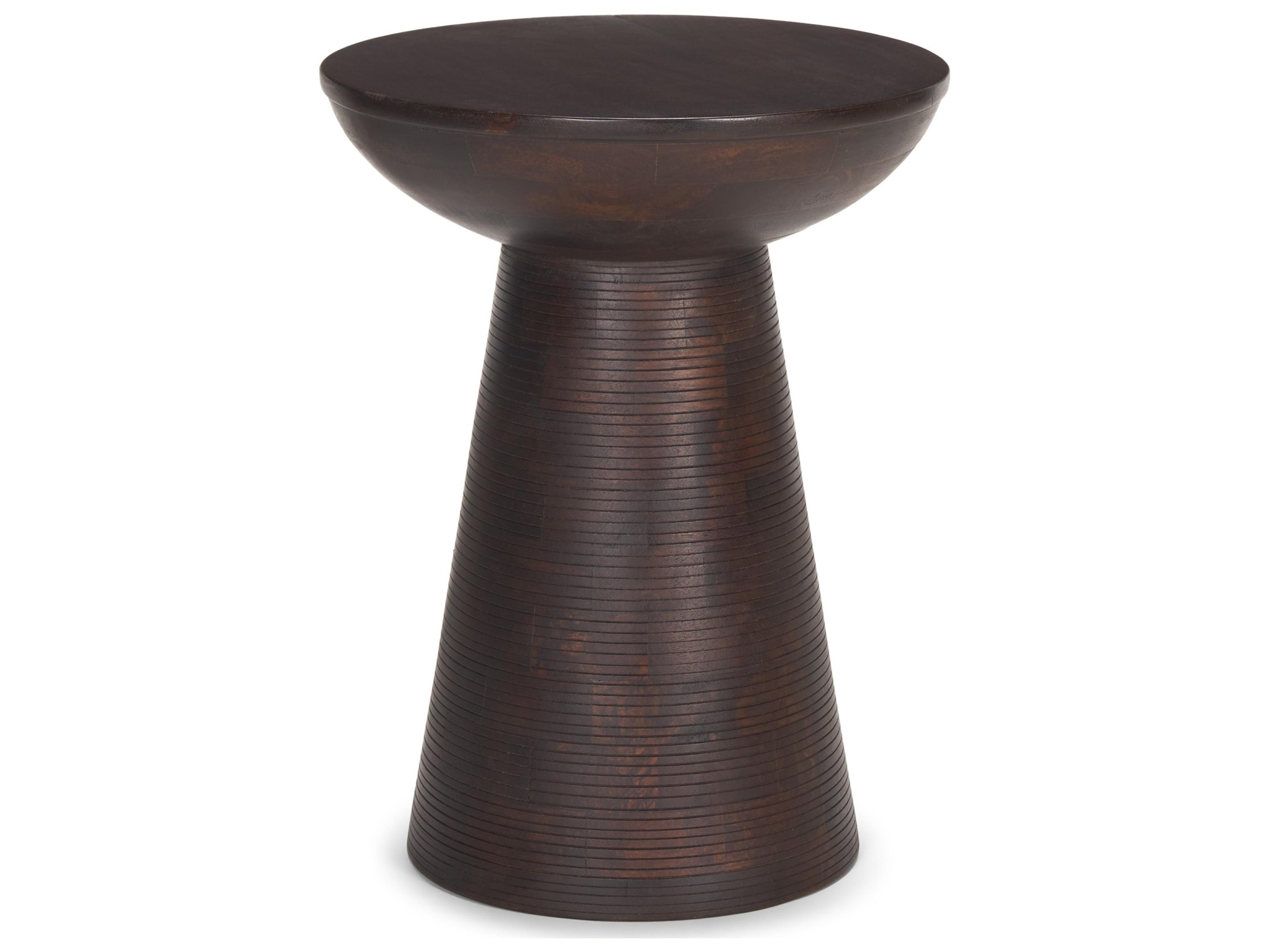 Novell Dark Brown Wood Pedestal Accent Table