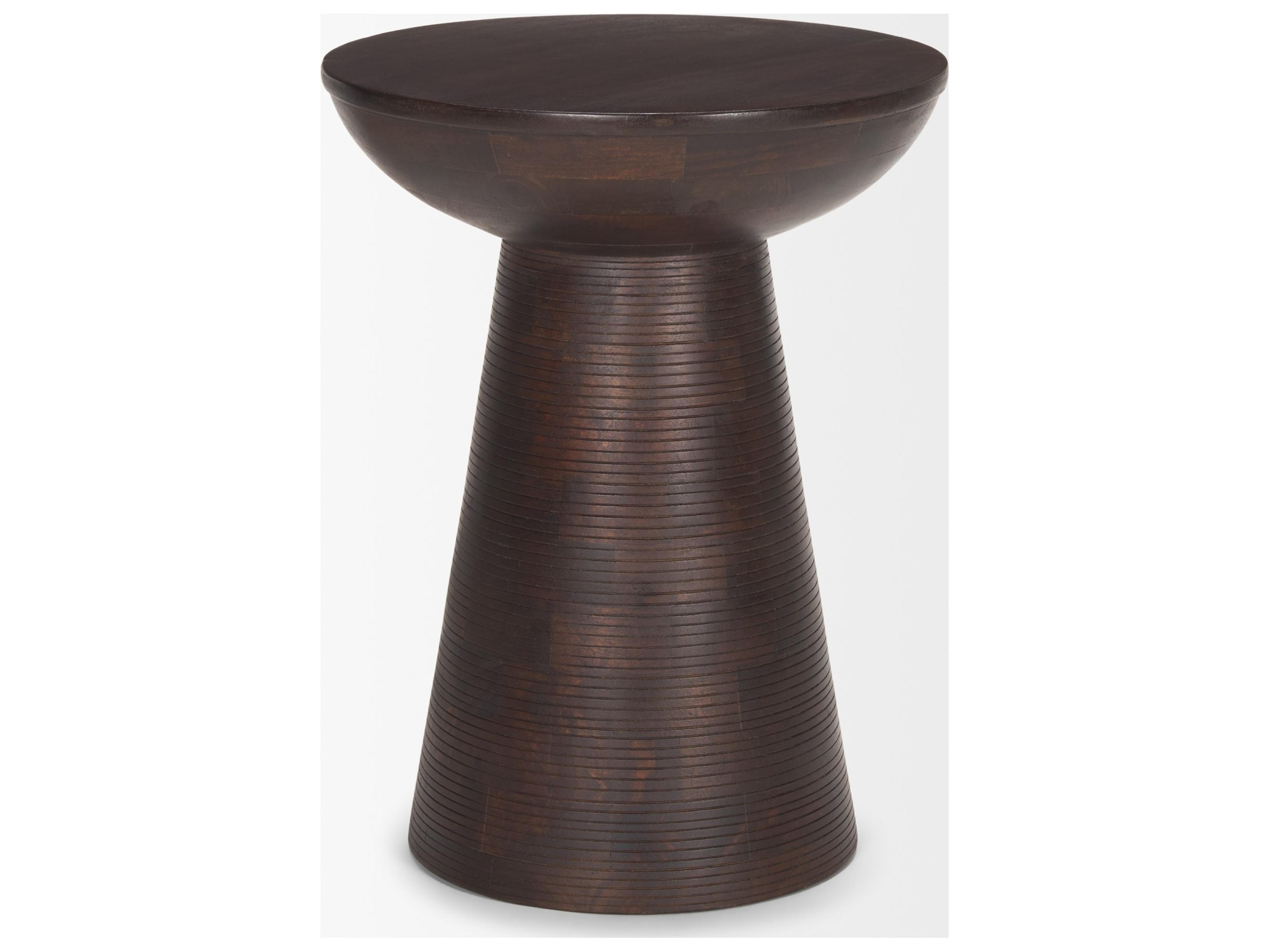 Mercana Novell Dark Brown Wood Pedestal Accent Table