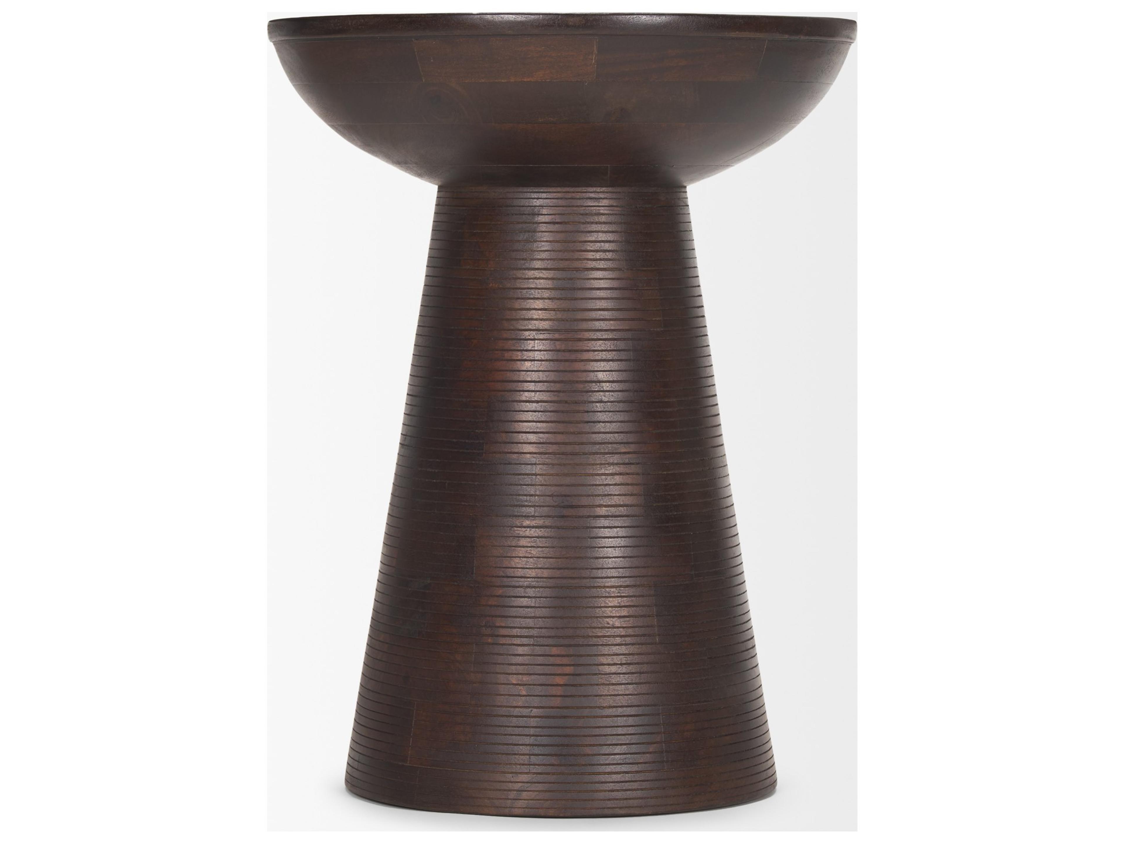 Mercana Novell Dark Brown Wood Pedestal Accent Table