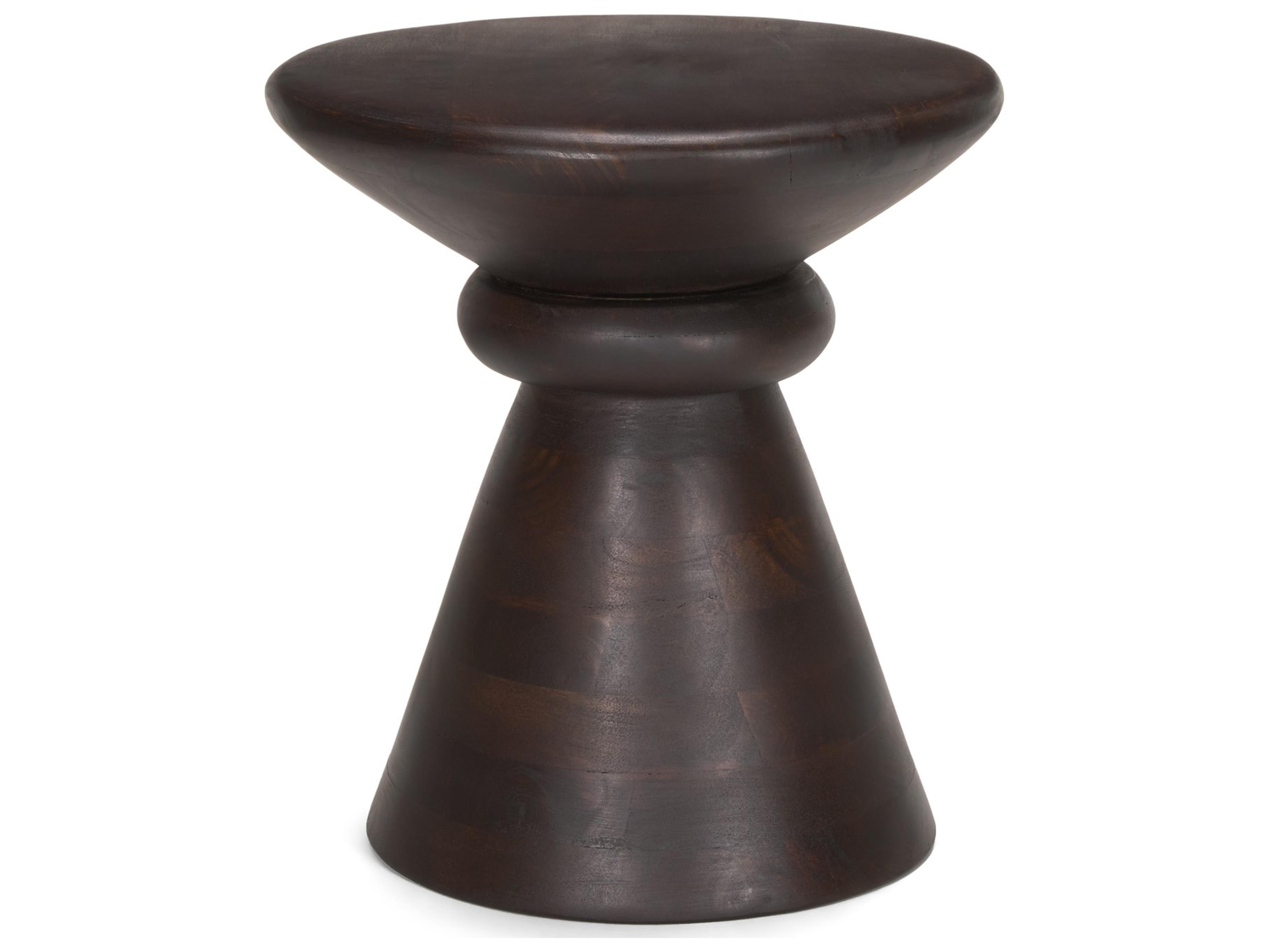 Palmera Dark Brown Wood Pedestal Accent Table