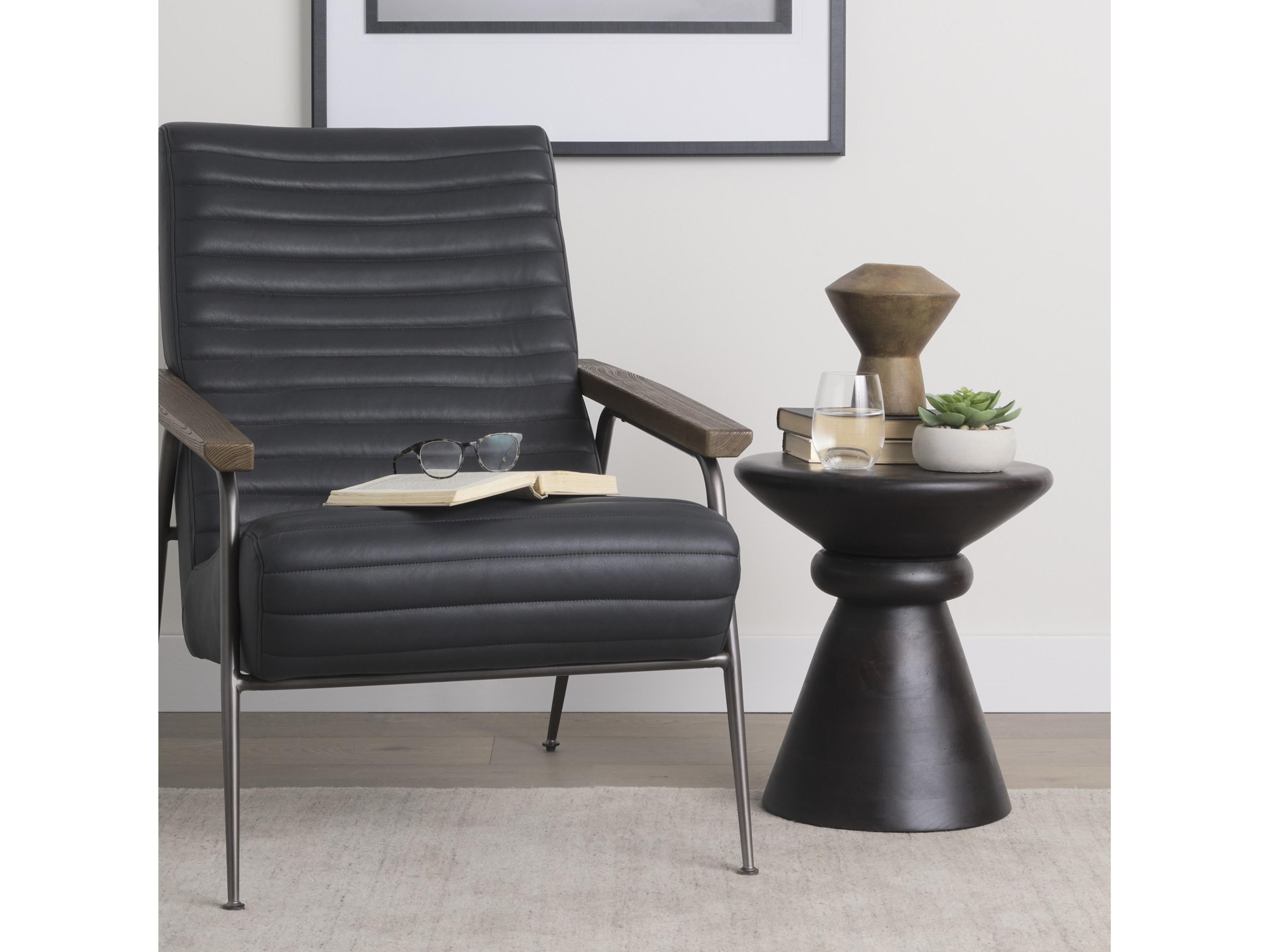 Mercana Palmera Dark Brown Wood Pedestal Accent Table