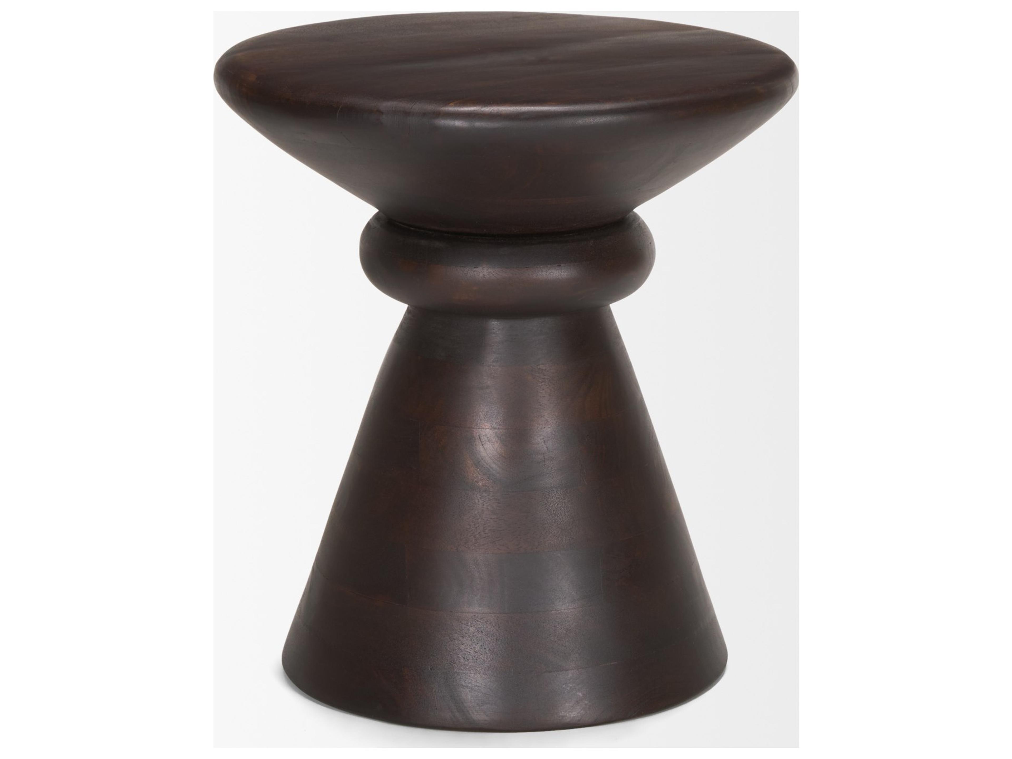 Mercana Palmera Dark Brown Wood Pedestal Accent Table