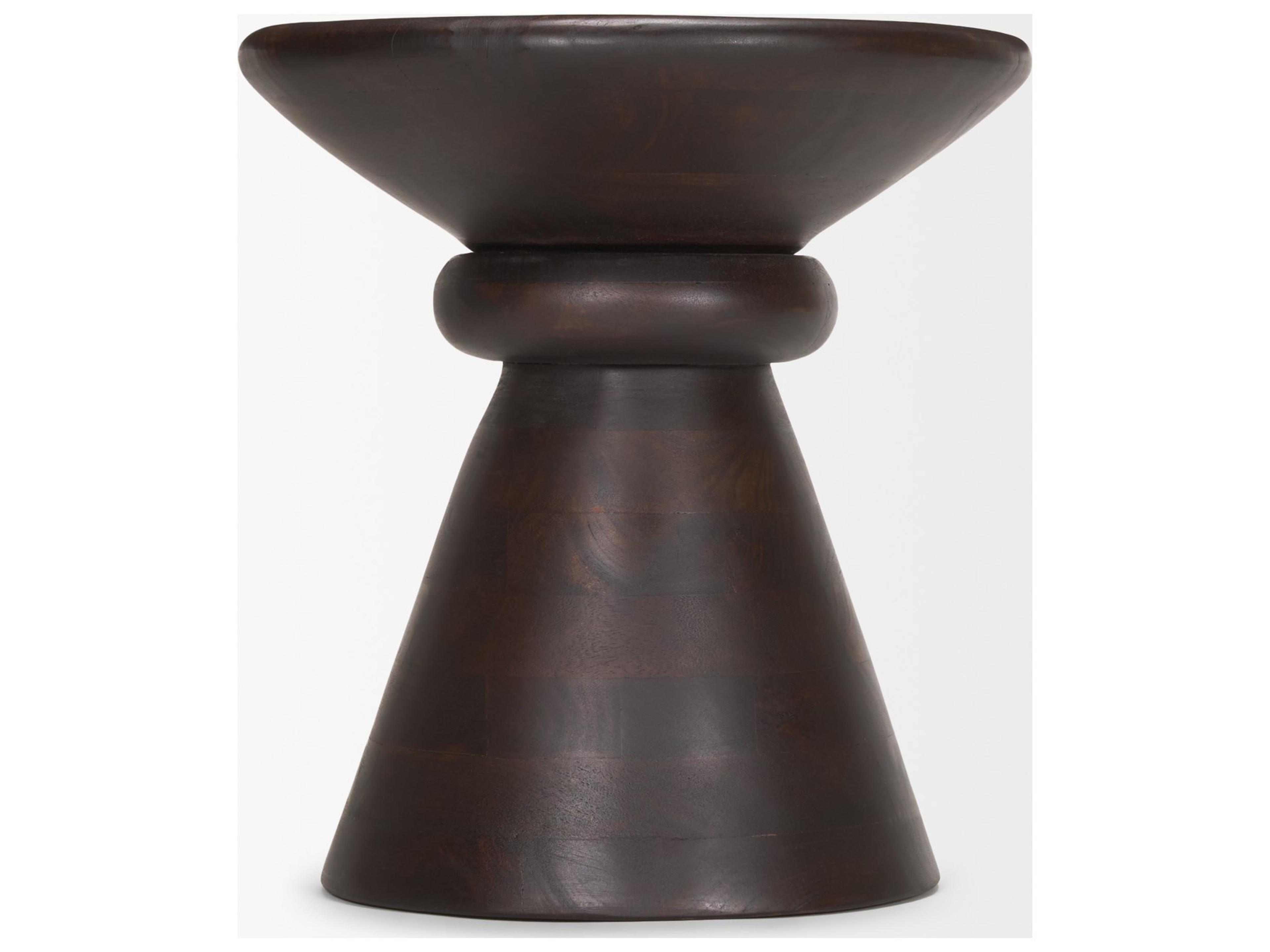 Mercana Palmera Dark Brown Wood Pedestal Accent Table