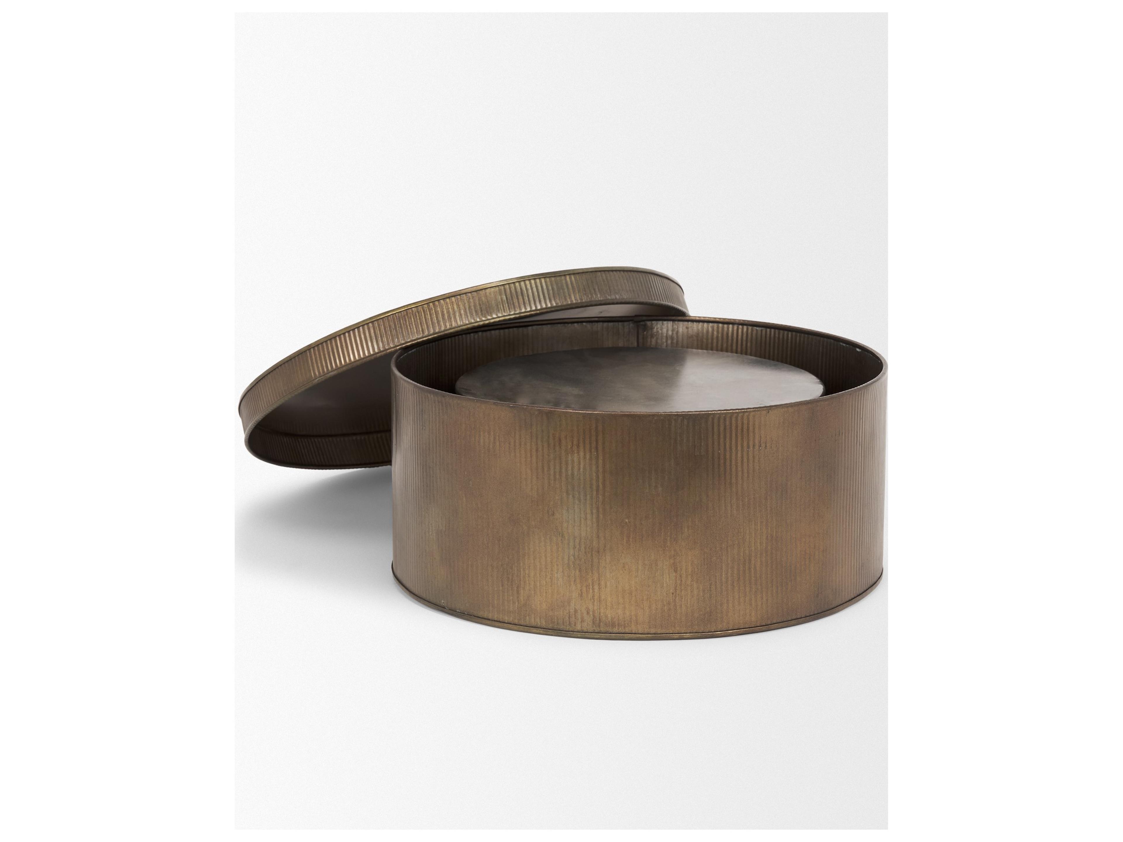 Mercana Josephine Round Antique Gold Metal Box (Set of 2)