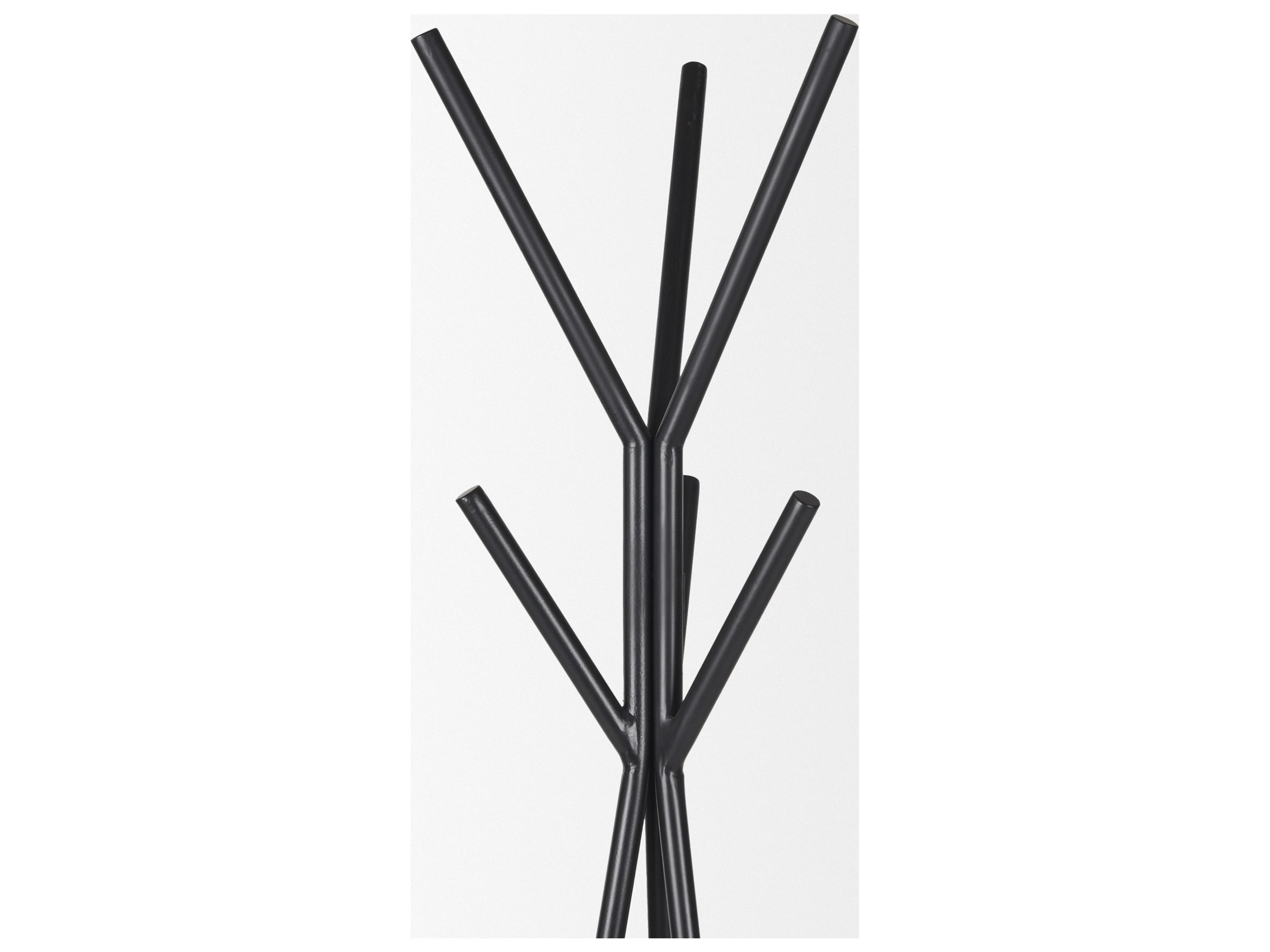 Mercana Everett Matte Black Metal w/ Two Wood Shelves Coat Rack