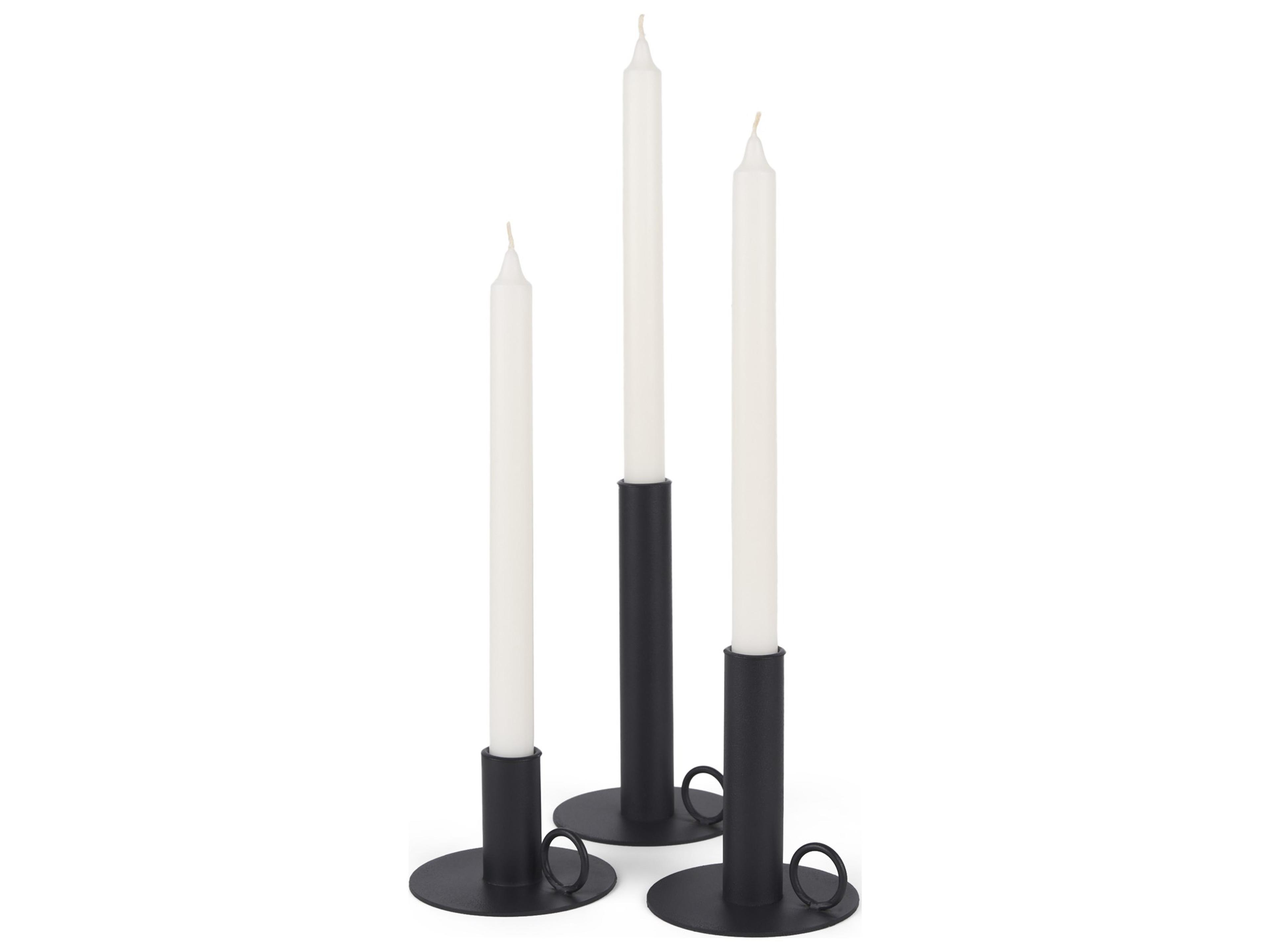 Mercana Noir Matte Black Metal Candle Holders (Set of 3)