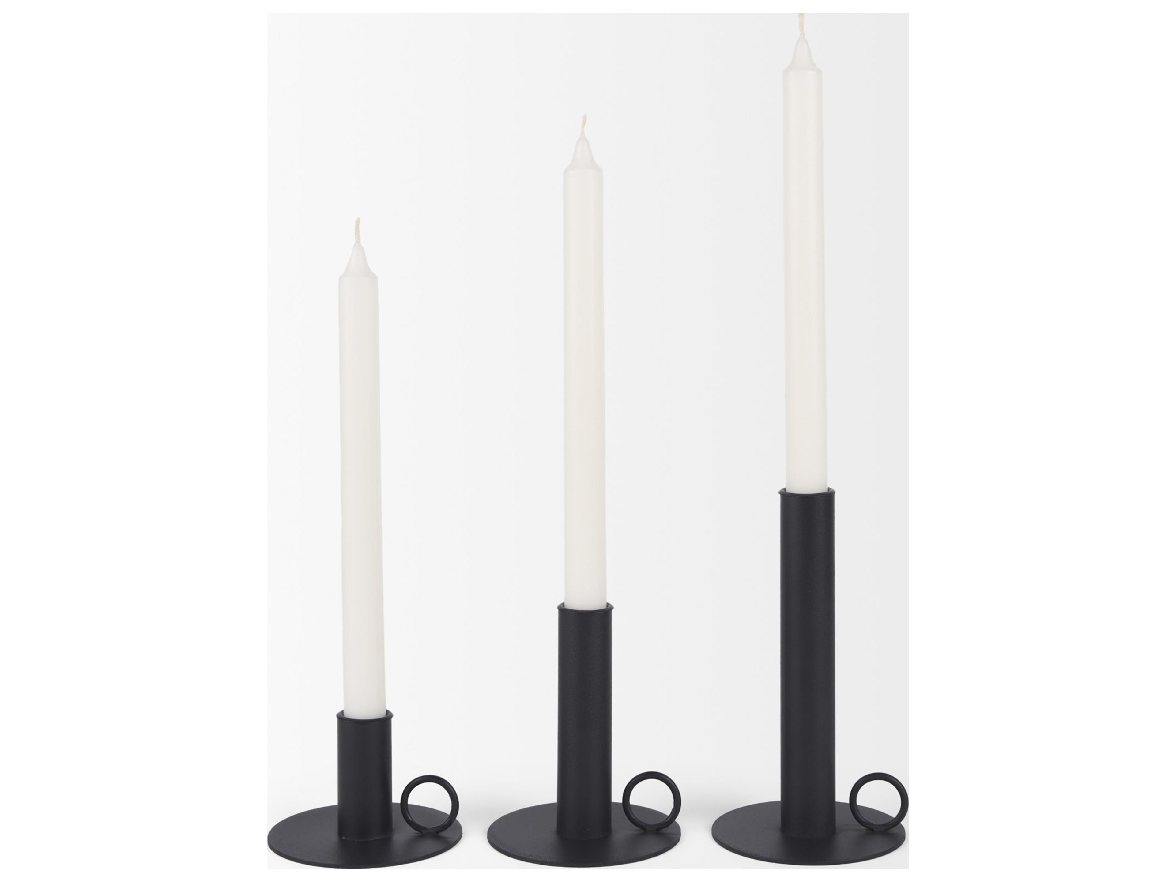 Mercana Noir Matte Black Metal Candle Holders (Set of 3)